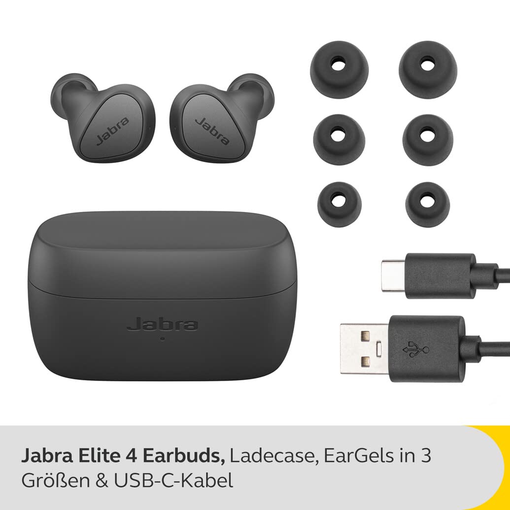 Jabra Elite 4 Wireless Earbuds, Active Noise Cancelling, Comfortable Bluetooth Earphones with Spotify Tap Playback, Google Fast Pair, Microsoft Swift Pair and Dual Pairing - Unboxed