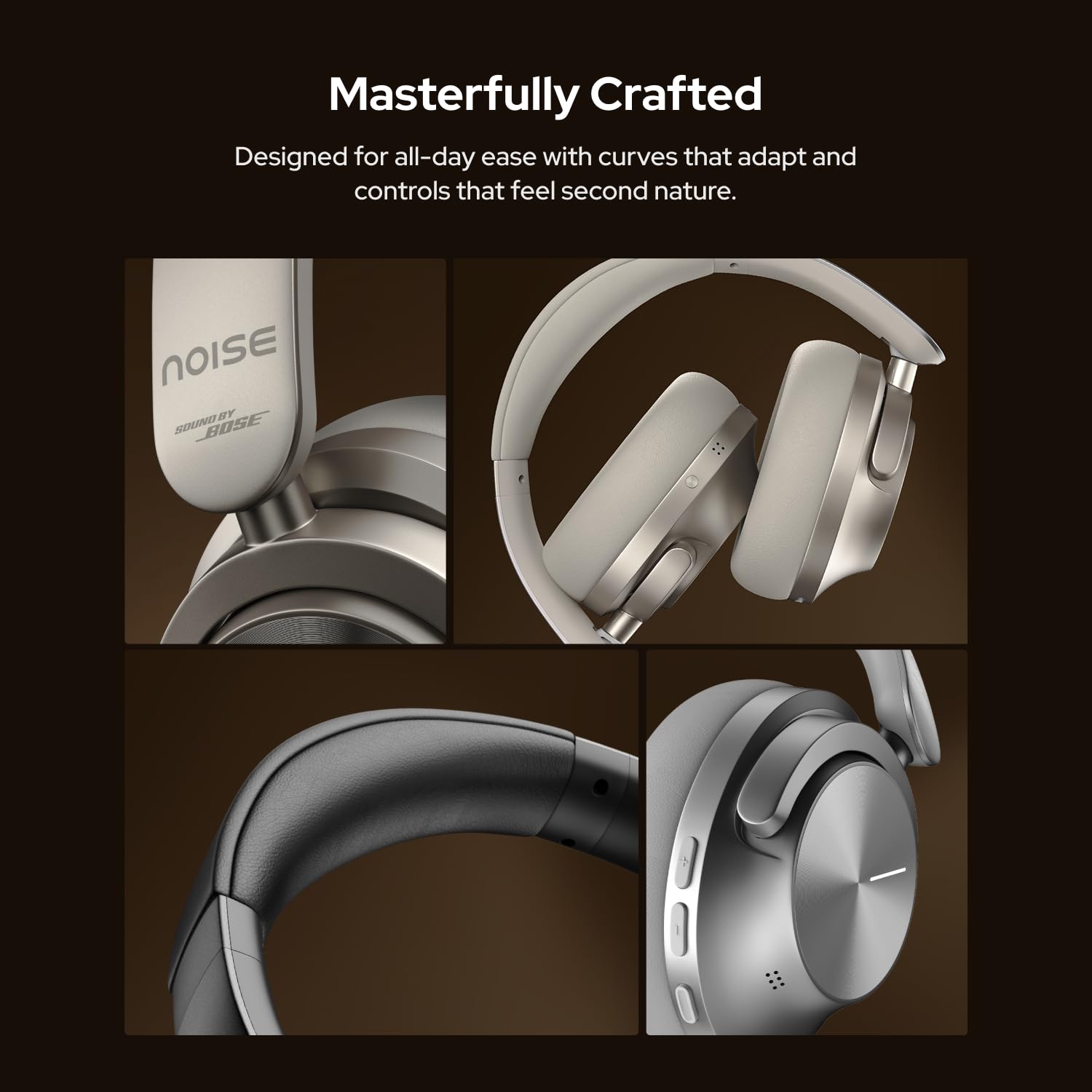 Noise Master Buds Max, Sound by Bose Wireless Over-Ear Headphones, Adaptive ANC, LHDC 5.0, Immersive Spatial Audio,Upto 60H Playtime, Fast Pairing, Wear Detection(Onyx)