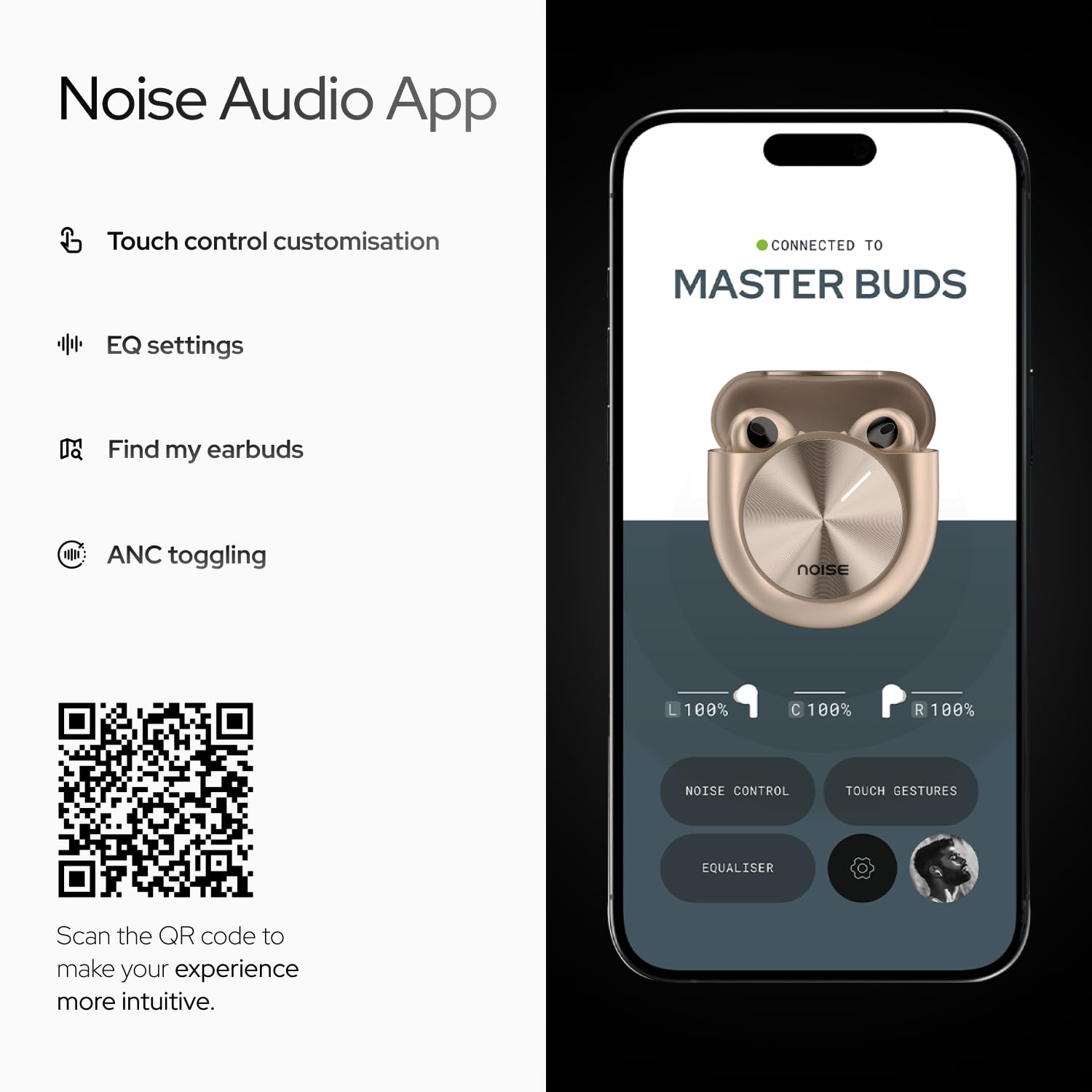Noise Master Buds, Sound by Bose in-Ear Bluetooth Earbuds, Up to 49dB Adaptive ANC, LHDC 5.0, Immersive Spatial Audio, 44H Playtime with 6 mic ENC, Dual Pairing, IPX5 Ear Buds TWS - Unboxed