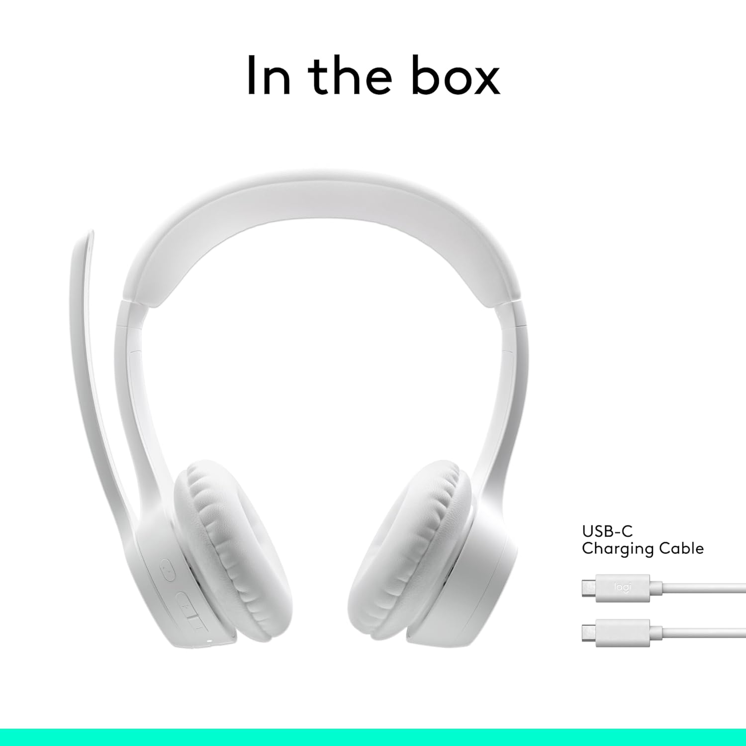 Logitech Zone 300 Wireless Bluetooth Headset with Noise-Cancelling Microphone, Compatible with Windows, Mac, Chrome, Linux, iOS, iPadOS, Android – White