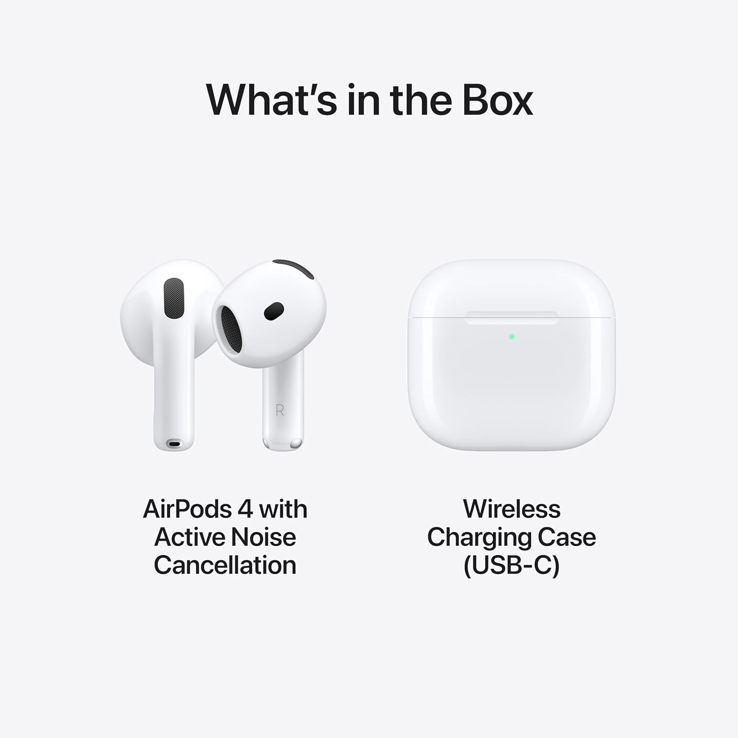 Apple AirPods 4 Wireless Earbuds, Bluetooth Headphones, with Active Noise Cancellation, Adaptive Audio, Transparency Mode, Personalised Spatial Audio, USB-C Charging Case, Wireless Charging, H2 Chip