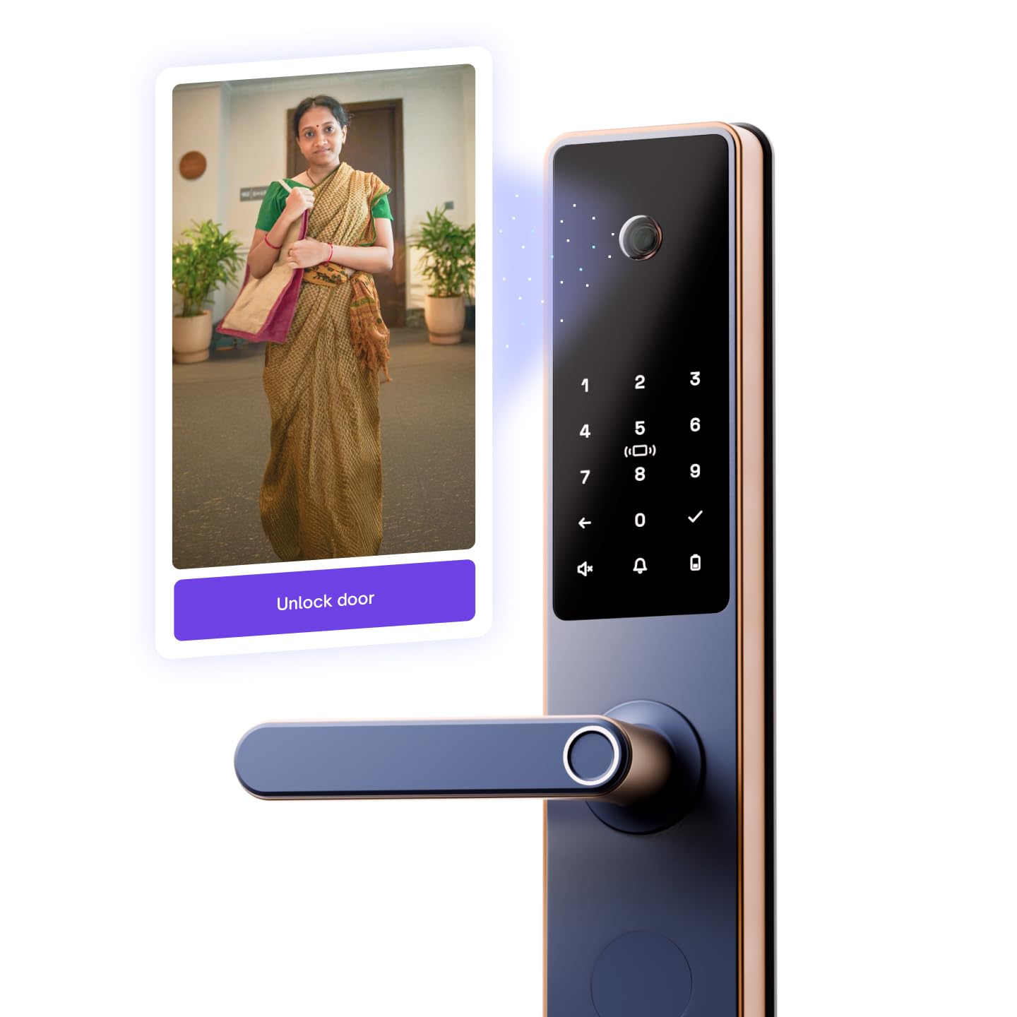 Native by Urban Company Lock Pro Smart Door Lock with in-Built HD Camera & Home Doorbell Connect | 7-Way Unlock | Free Installation | 3-Year Warranty - Unboxed