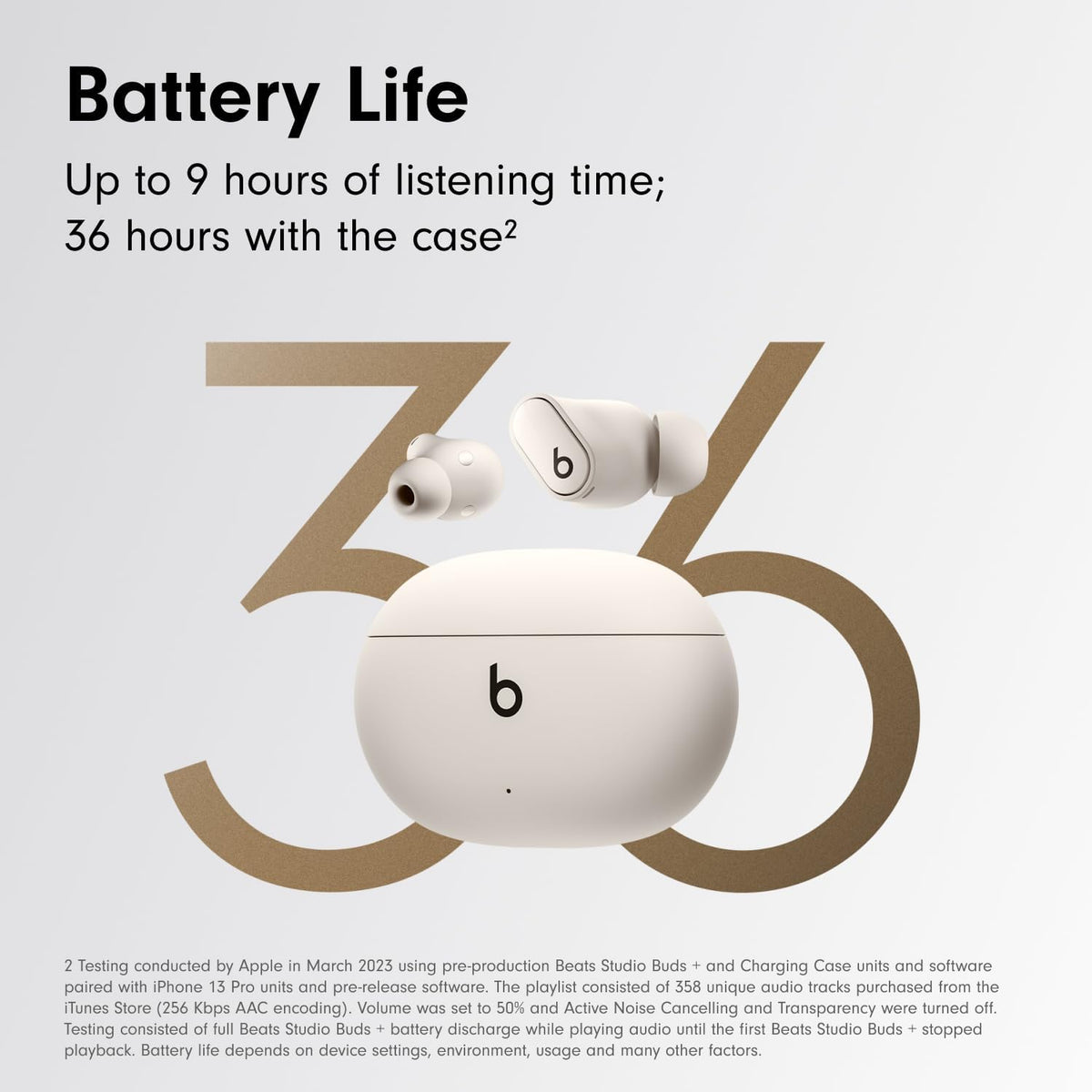 Beats Studio Buds + | True Wireless Noise Cancelling Earbuds, Enhanced Apple & Android Compatibility, Built-in Microphone, Sweat Resistant Bluetooth Headphones, Spatial Audio - Ivory