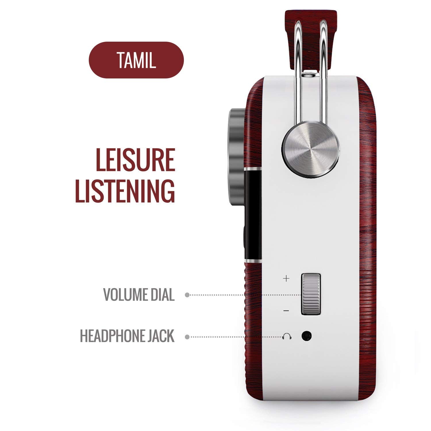 Saregama Carvaan Tamil - Portable Music Player with 5000 Preloaded Songs, FM/BT/AUX (Cherrywood Red)