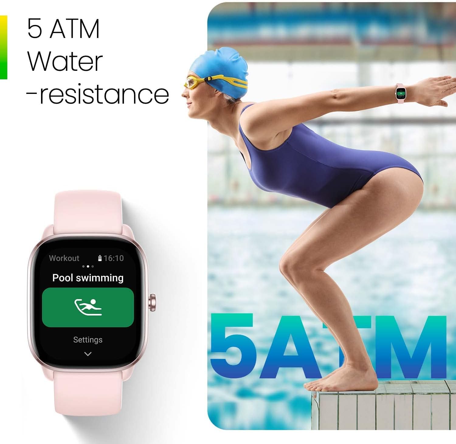 Amazfit Active 42mm AMOLED Smart Watch, Built in GPS, 14day Battery, 5ATM Water Resistant, for iOS & Android, Accurate Readings, BT Calls, Strava Support, Temperature Sensor, VO₂ Max (Midnight Black)