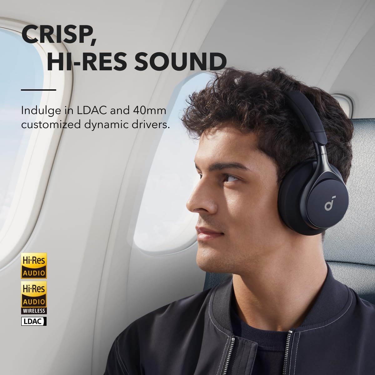 soundcore by Anker,Space One Active Noise Cancelling Bluetooth Over Ear Headphones with Travel Pouch,2X Stronger Voice Reduction,40H ANC Playtime,App Control,Ldac Hi-Res,Ergo Design for Comfort Fit - Sealed
