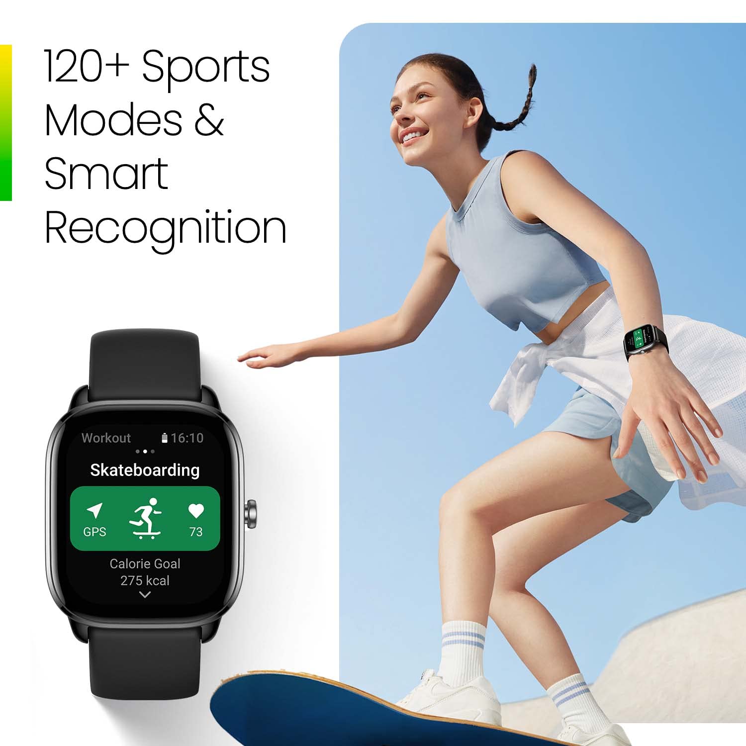 Amazfit Active 42mm AMOLED Smart Watch, Built in GPS, 14day Battery, 5ATM Water Resistant, for iOS & Android, Accurate Readings, BT Calls, Strava Support, Temperature Sensor, VO₂ Max (Midnight Black)