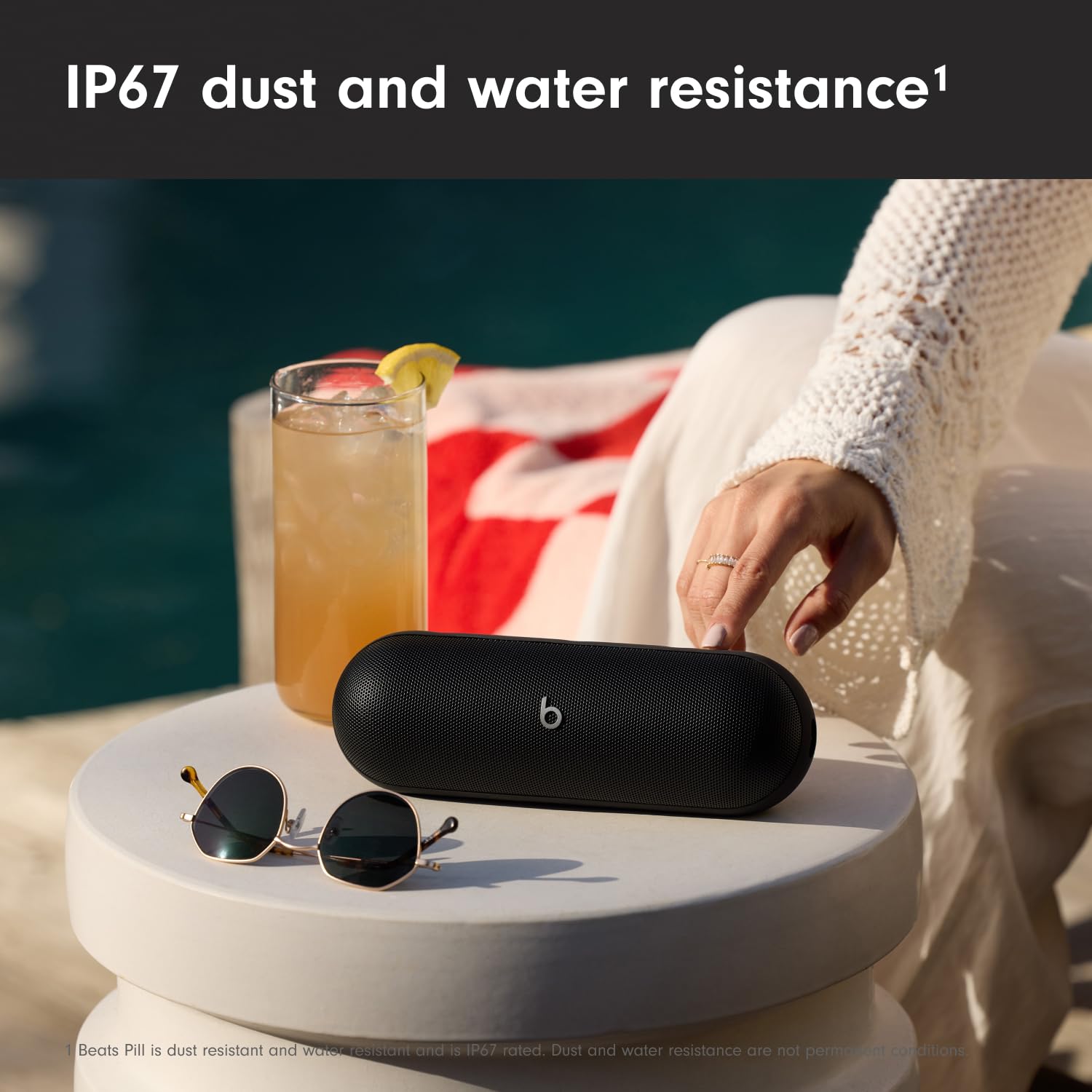 Beats Pill – Wireless Bluetooth Speaker and Portable Charger via USB-C – Up to 24 Hours Battery Life, IP67 Water Resistant, Apple & Android Compatible, Built-in Microphone – Matt Black