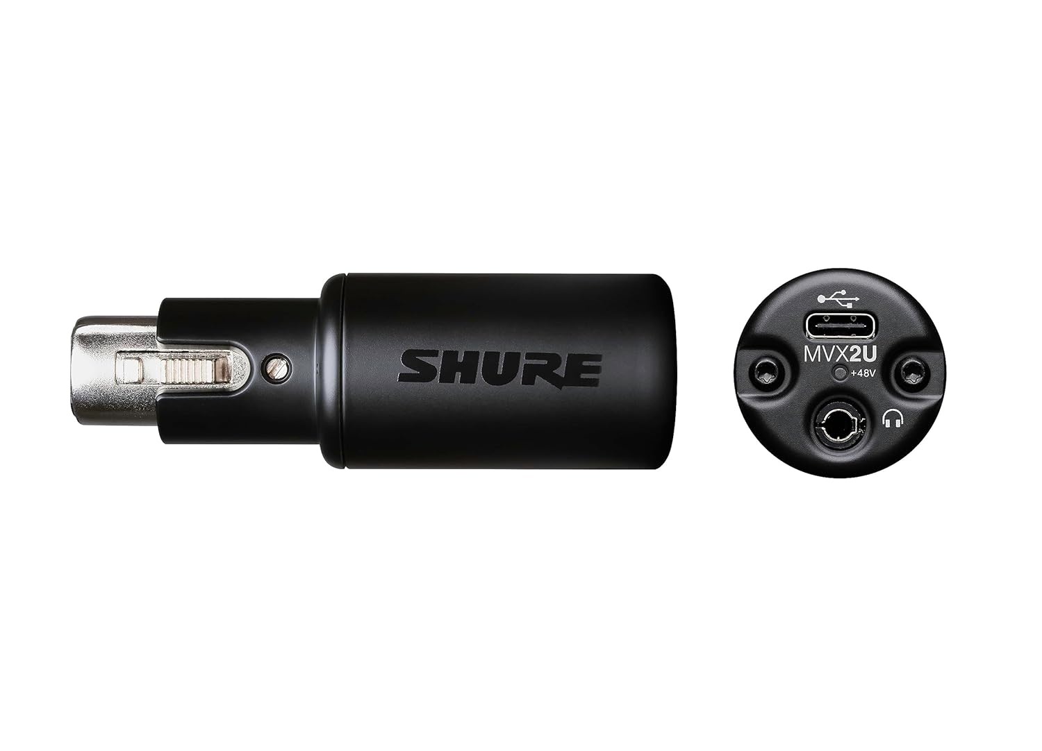 Shure MVX2U XLR-to-USB Digital Interface with Headphone Jack, Integrated Pre-amp with 60dB Gain Control, Zero-Latency Monitoring, 48V Phantom Power, ShurePlus Desktop App, 1m USB-C Cable