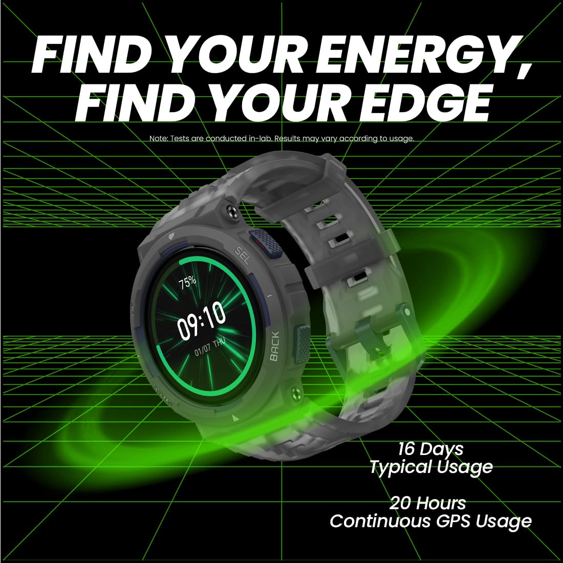 Amazfit Active Edge Smart Watch with Stylish Rugged Sport & Fitness Design, GPS, 10 ATM Water Resistant, AI Health Coach for Gym, Outdoor, Workouts & Exercise, 16 Days Battery - Unboxed