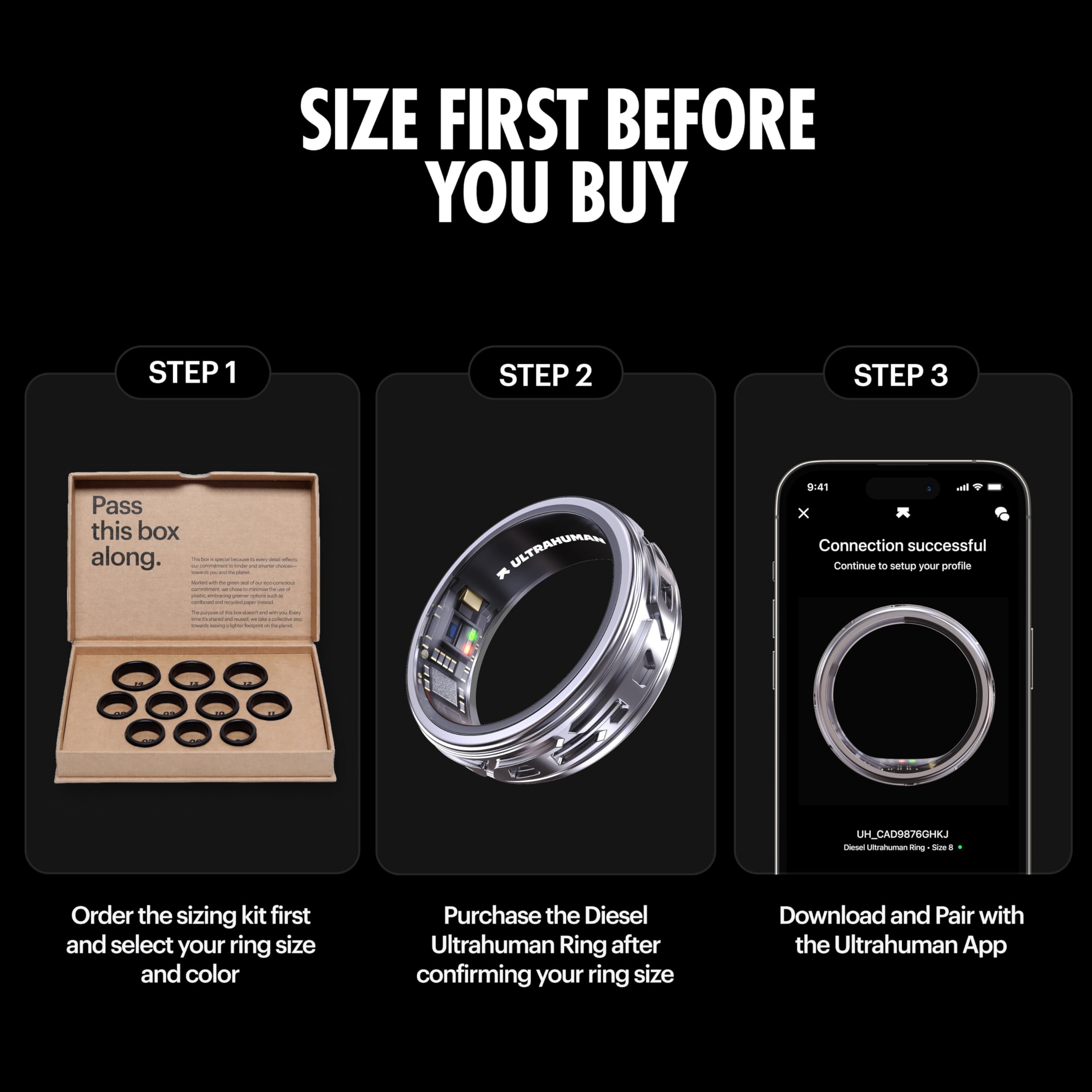 ULTRAHUMAN Ring AIR Smart Ring -Track Sleep, HRV & Stress, No subscription | 2.4g With 100m Water-Resistance, Recovery & Fitness Tracker, Cycle & Ovulation Tracking, Lifetime Free App Access