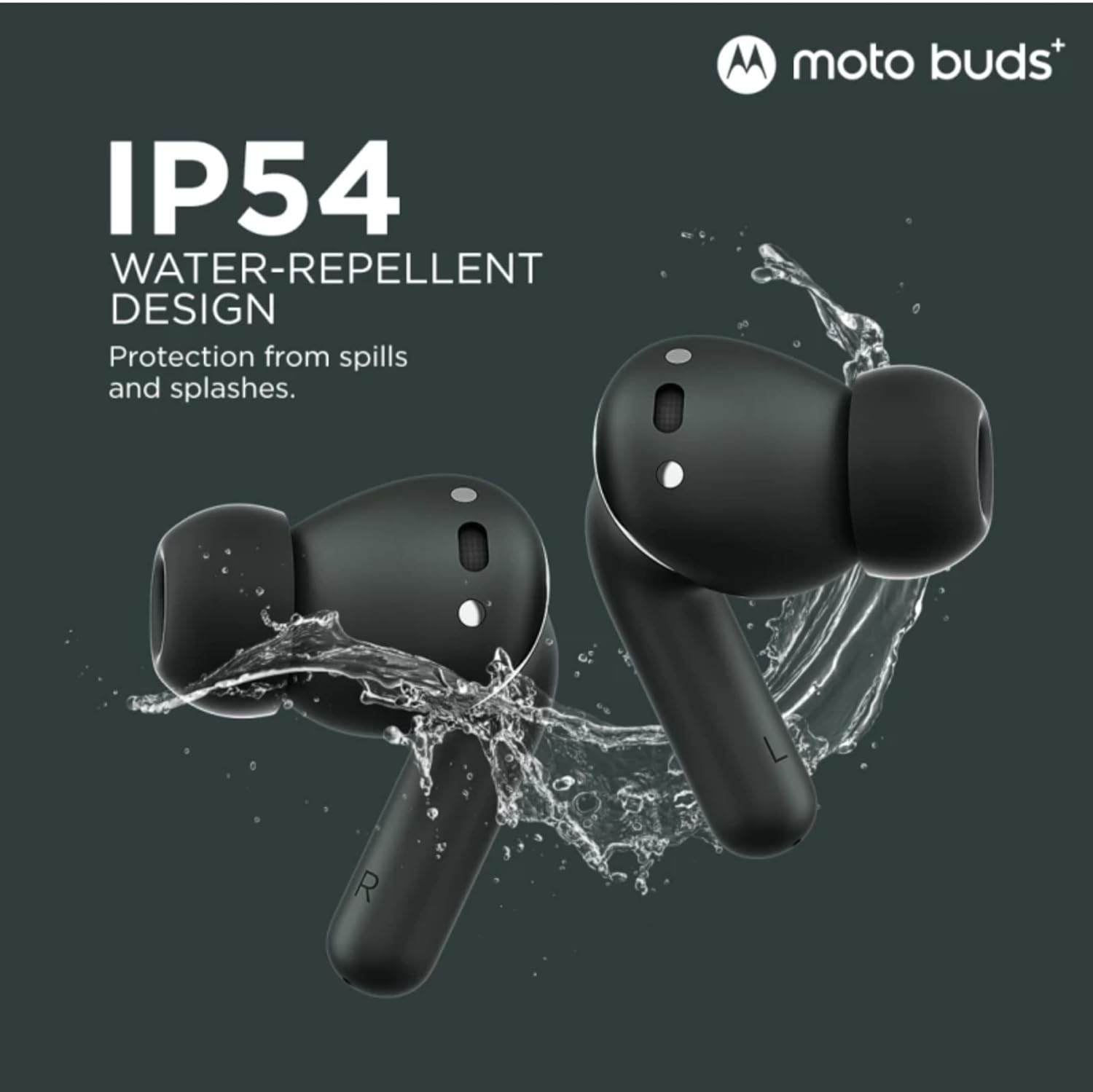 Moto Buds+|Sound by Bose, Dual Dynamic Drivers, 48dB ANC, Head Tracking Bluetooth Headset (Beach Sand, True Wireless)