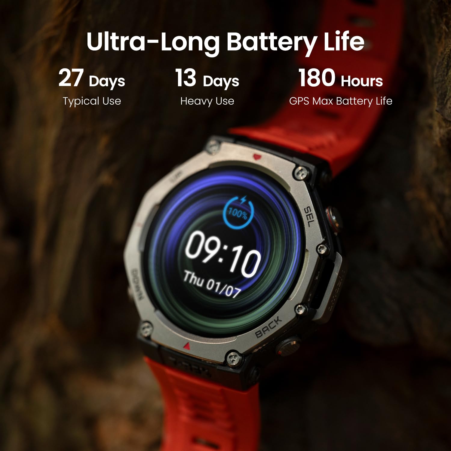 Amazfit T-Rex 3 (Smartchoice) Outdoor Rugged Military 48mm smart Watch Built in GPS, 27 Days Battery Life, Offline Maps, 2000 Nits Brightness, 10 ATM, AI Coach, for iOS & Android - Sealed