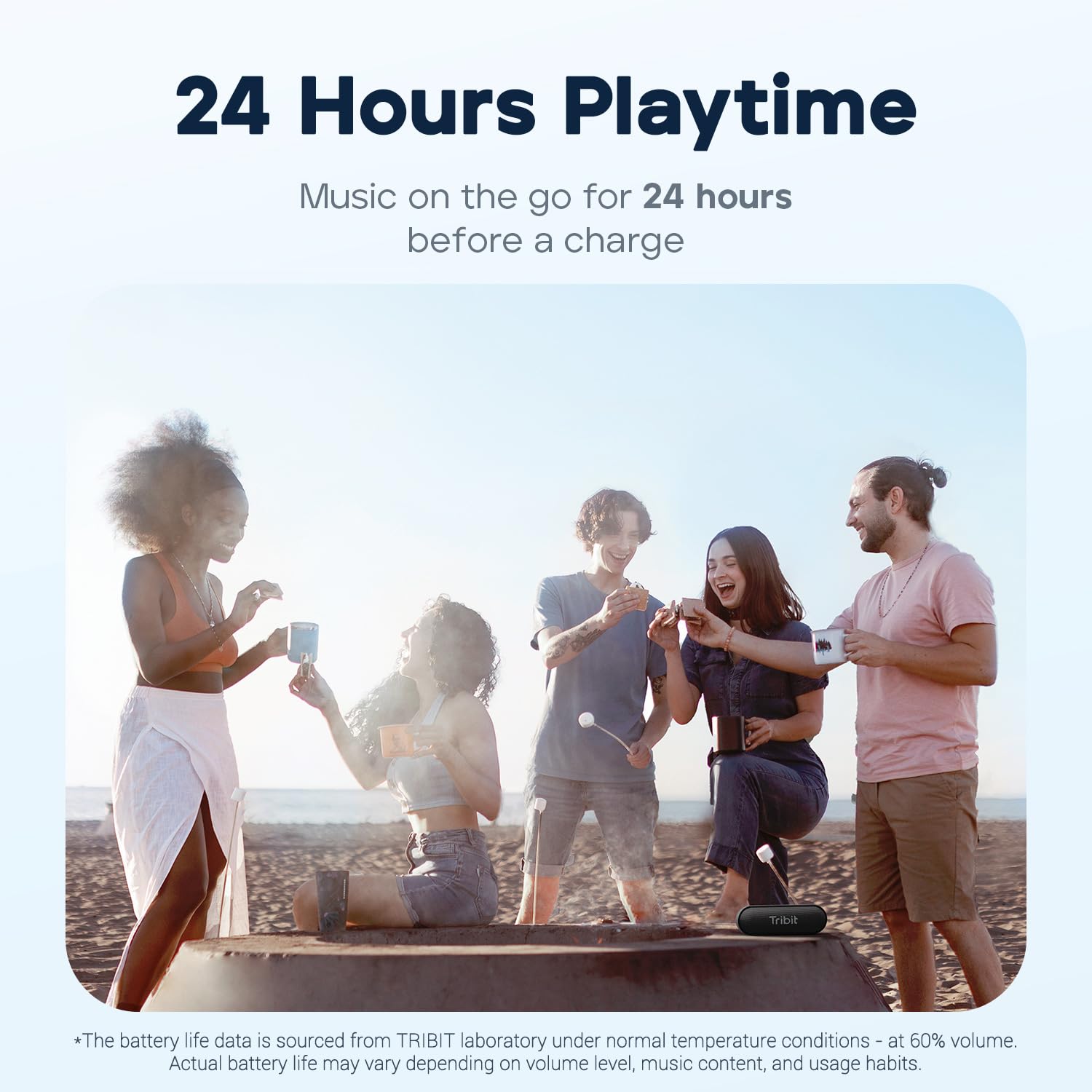 Tribit XSound Go Wireless Bluetooth Speakers with Loud Stereo Sound & Rich Bass 16W,24H Playtime, Outdoor Lightweight IPX7 Waterproof, Built-in Mic (Black) - Unboxed