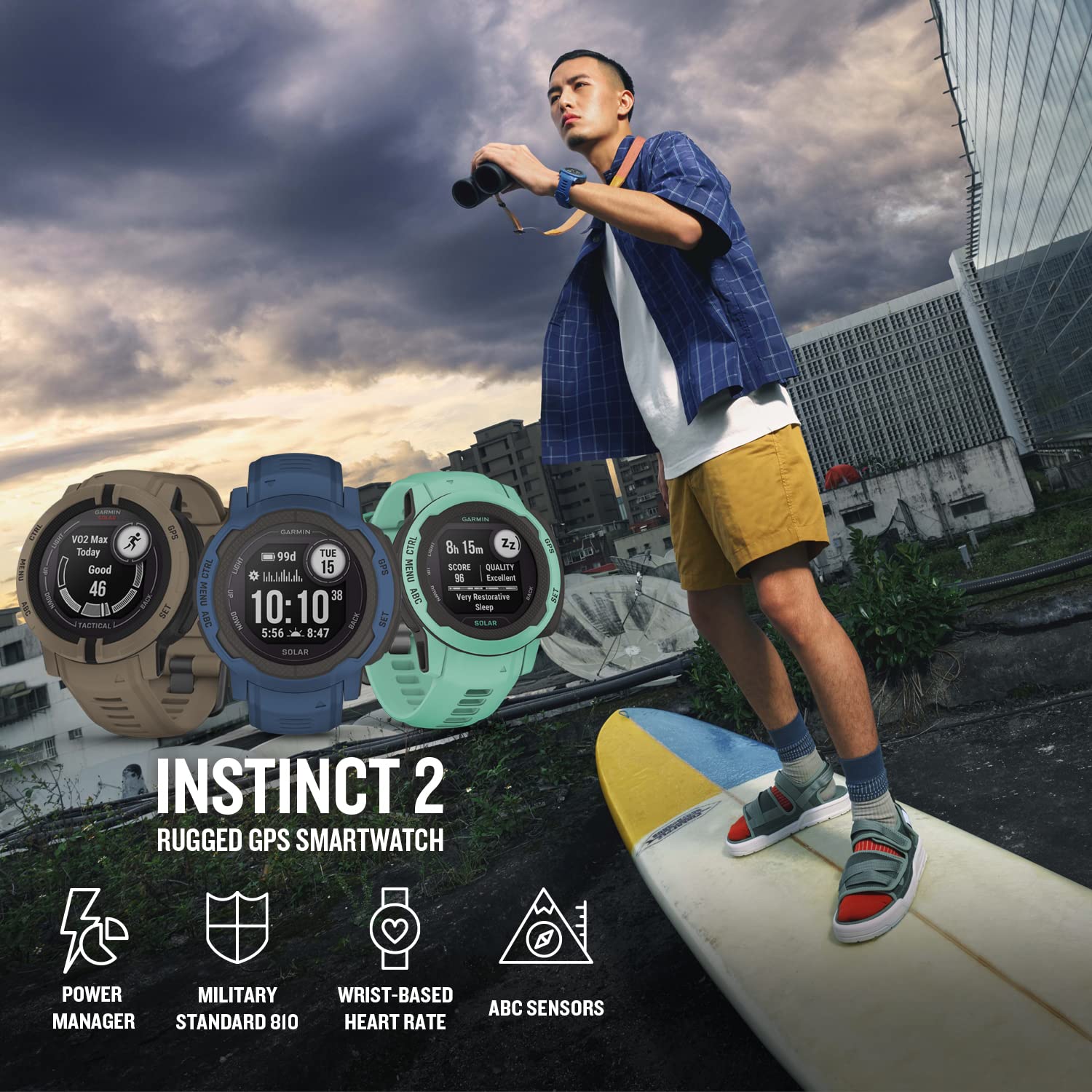 Garmin Instinct 2S Rugged GPS Smartwatch,Battery Upto 21 days, ABC Sensors, Tracback Routing, Multi GNSS, Ascent/Descent, 24/7 HR, SPO2, GPS Coordinates, Health Snapshot, MIL STD 810G with Black Band