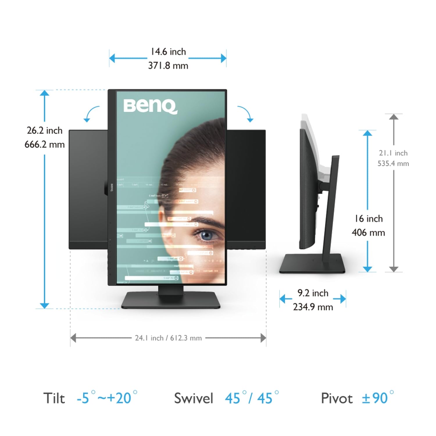 BenQ GW2785TC 27" 1920x1080 IPS Full HD|Daisy Chain| USB-C (60W PD)| Coding Mode| Height Adjustment| HDMI| DP| 75Hz| 2Wx2 Speakers|Ultra-Slim Bezel Monitor| Eye Care|Brightness Intelligence (Black)