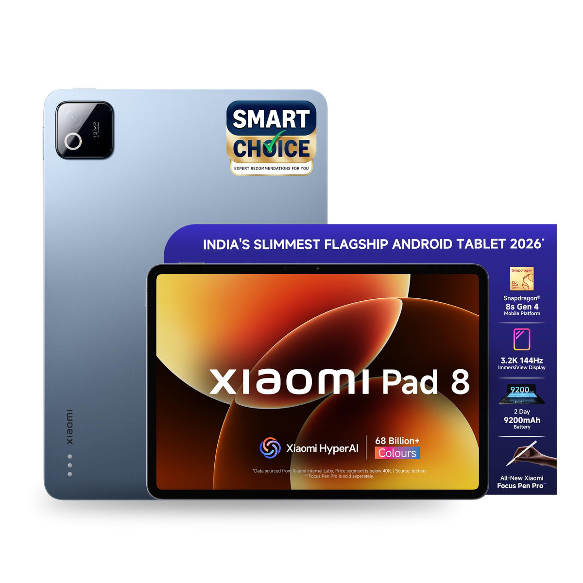 XIAOMI Pad 8, 11.2 -inch (28.44 CM), LCD 3.2K, 12GB RAM, 256GB ROM, Wi-Fi, Quad Speakers Dolby Atmos, Supports Focus Pen, AI Enabled - Unboxed