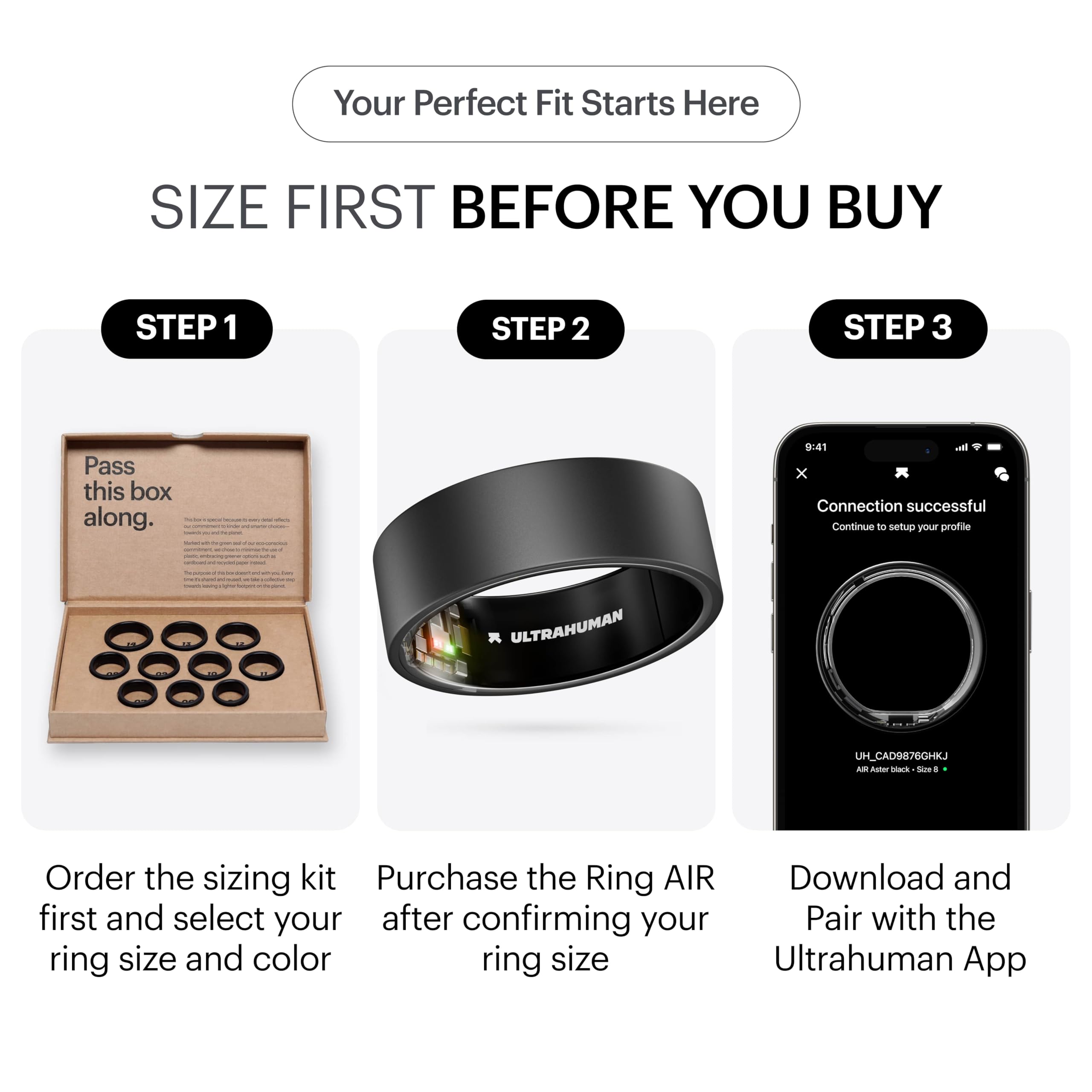ULTRAHUMAN Ring AIR Smart Ring -Track Sleep, HRV & Stress, No subscription | 2.4g With 100m Water-Resistance, Recovery & Fitness Tracker, Cycle & Ovulation Tracking, Lifetime Free App Access