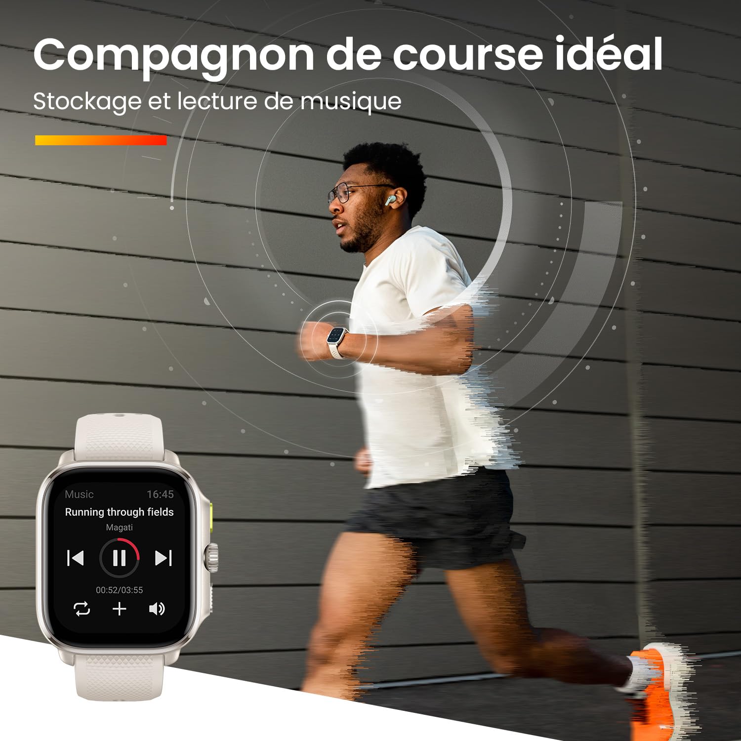 Amazfit Cheetah Lightweight Running 44mm Smart Watch with Dual-Band GPS, Route Navigation & Offline Maps, Personalized Training Plans, HR & SpO2, Music, 5 ATM Waterproof (Square) Winner Champagne