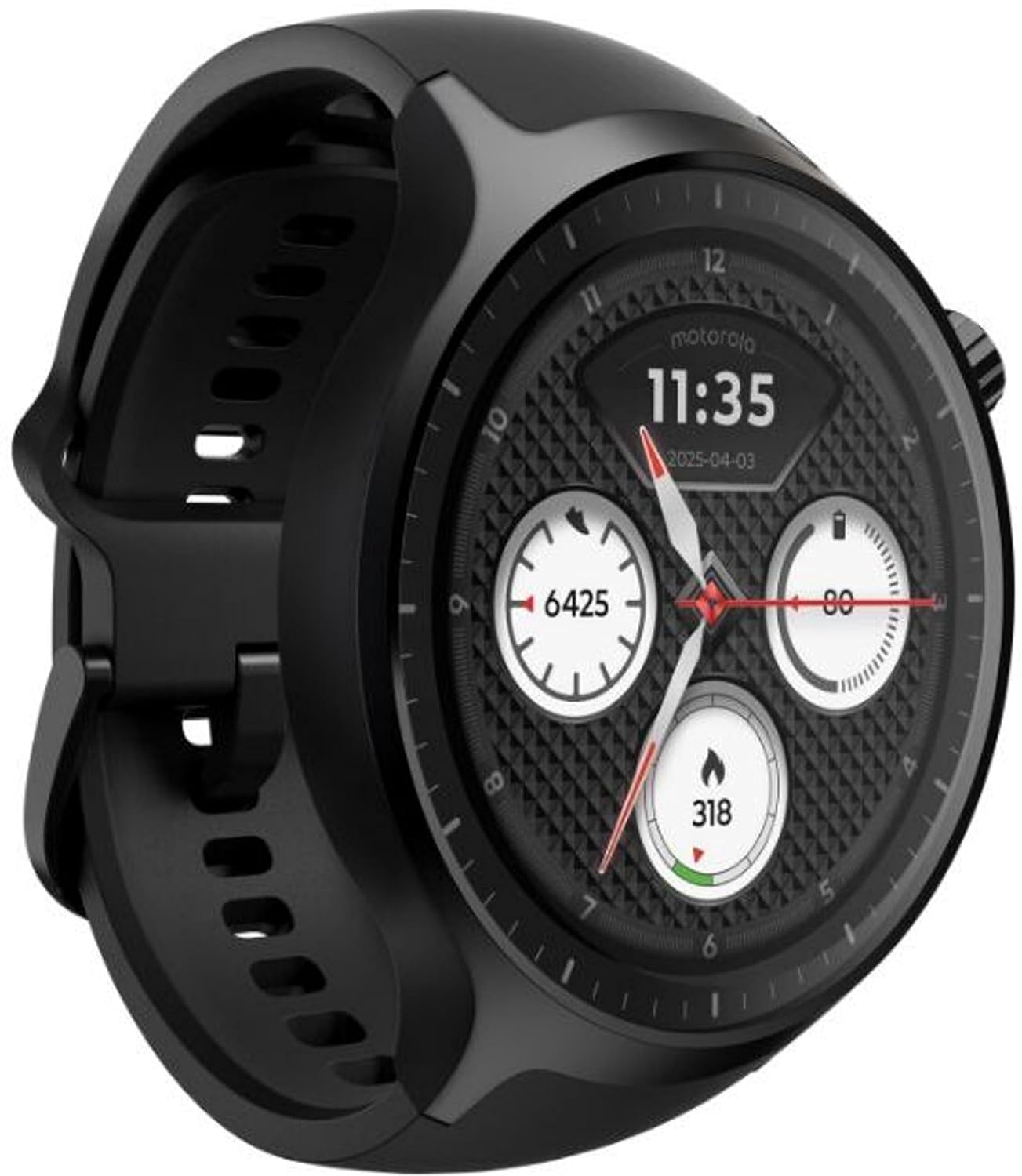 Motorola Moto Watch, 1.4 OLED, AOD, Auto-Brightness, Dual Band GPS, Powered by Polar Smartwatch (Pantone Volcanic Ash Band Strap, Free Size)