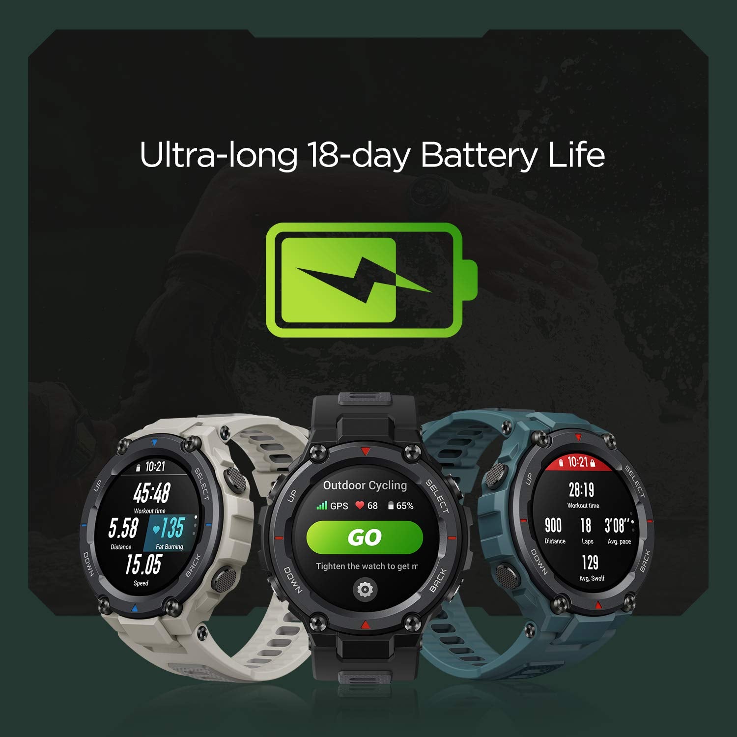 Amazfit T-Rex Pro 48mm Smartwatch Fitness Watch with SpO2, Heart Rate, Sleep Monitor, Sports Watch with Over 100 Sports Modes, 10 ATM Waterproof, 18 Day Battery Life, GPS - Unboxed