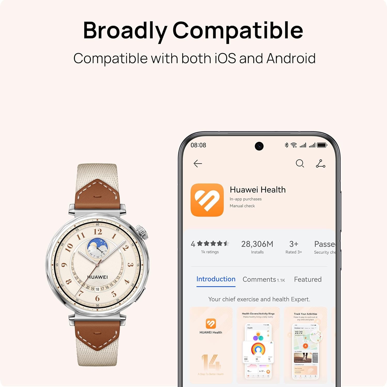 Huawei Watch GT 5 46mm Smartwatch, Up to 14 Days Battery Life, iOS & Android Compatible,Built in Maps, Pro-Level Sports Call&Message Reply, Free FreeBuds 5I (Blue, 46mm)