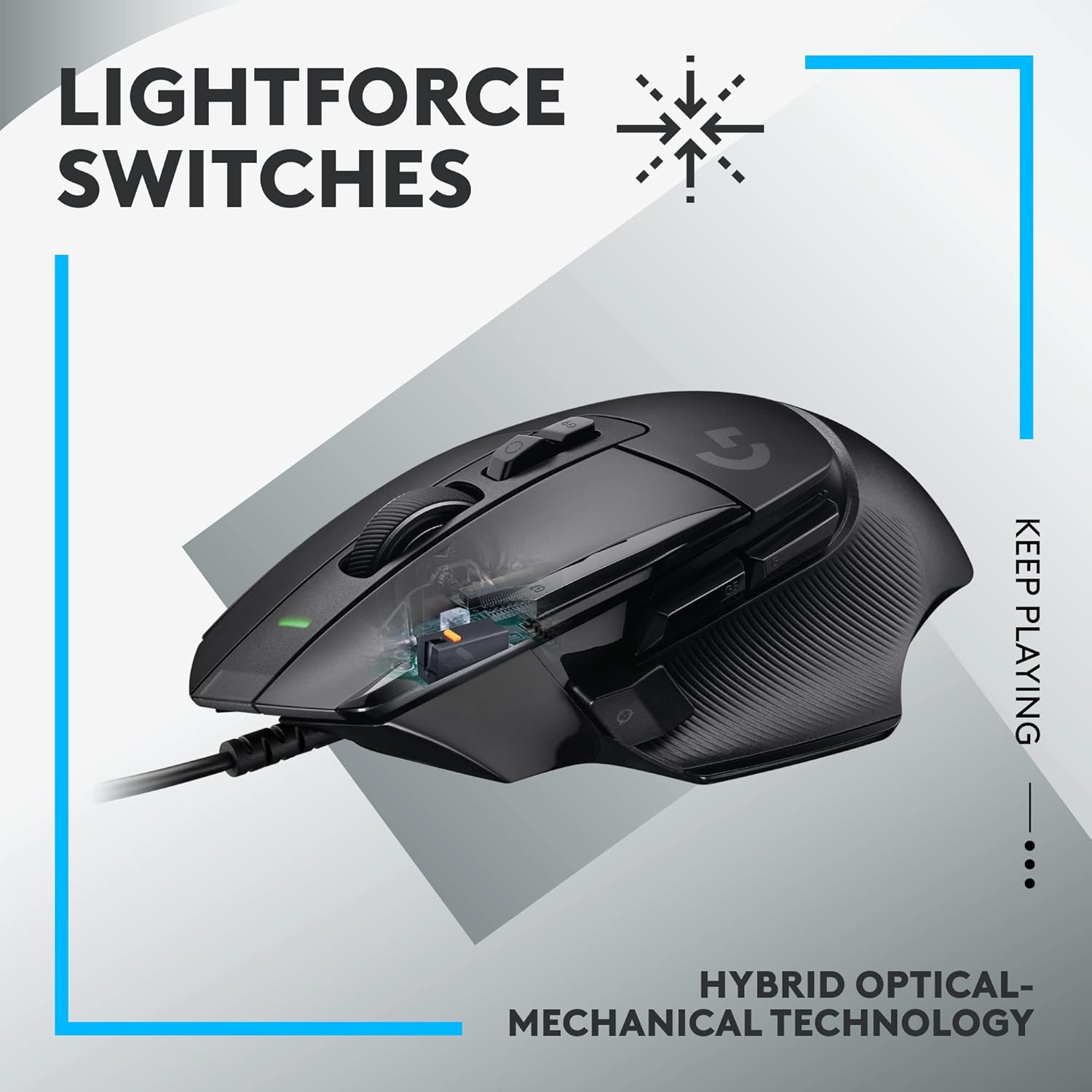 Logitech G502 X Wired Gaming Mouse - LIGHTFORCE Hybrid Optical-Mechanical Primary switches, Hero 25K Gaming Sensor, Compatible with PC/macOS/Windows