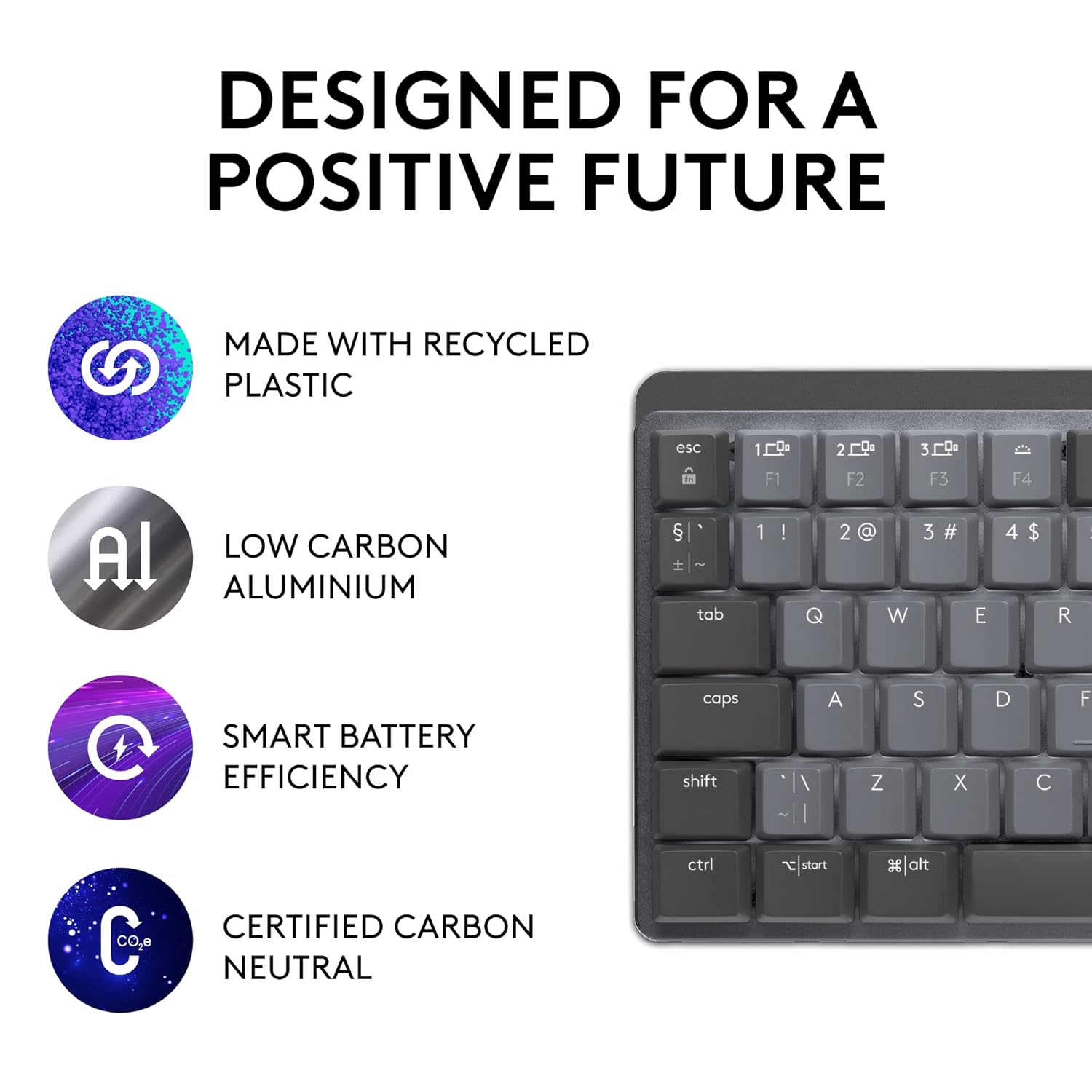 Logitech Mx Mechanical Mini Wireless Illuminated Keyboard, Linear Switches, Backlit, Bluetooth, USB-C, Macos, Windows, Linux, iOS, Android, Metal