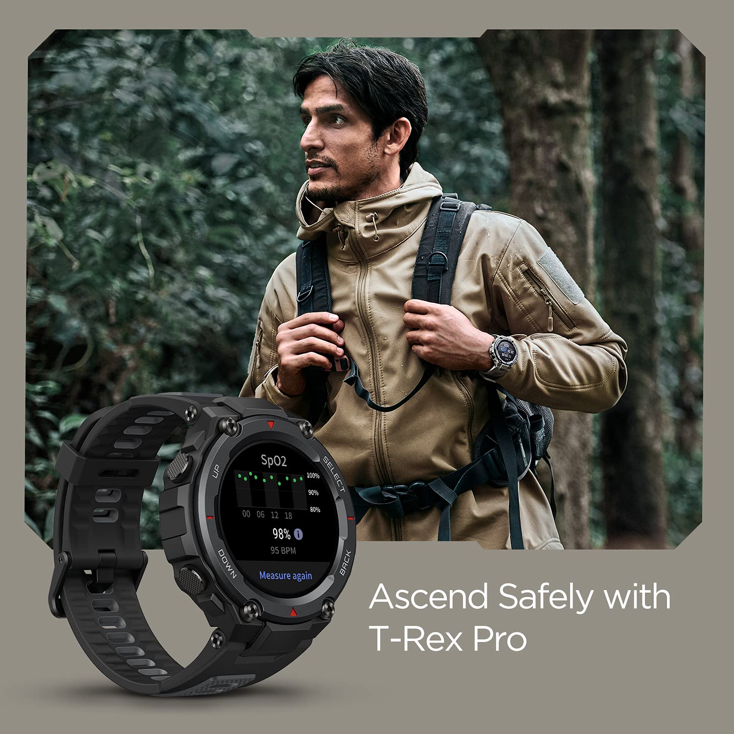 Amazfit T-Rex Pro 48mm Smartwatch Fitness Watch with SpO2, Heart Rate, Sleep Monitor, Sports Watch with Over 100 Sports Modes, 10 ATM Waterproof, 18 Day Battery Life, GPS - Unboxed