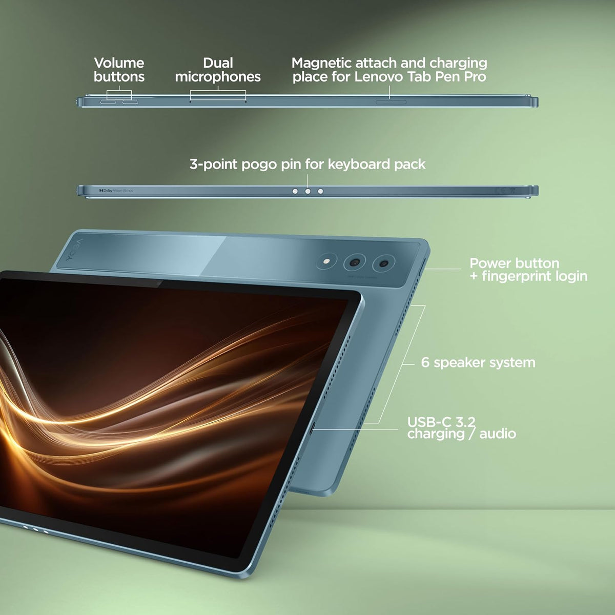 Lenovo Yoga Tab Plus Smartchoice AI Tablet with Pen + Keyboard |12.7" Display, 3K Resolution, 144 Hz|16GB RAM, 512GB ROM|Snapdragon 8 Gen 3|10200 mAh|6 Speakers|USB 3.0 with DP-Out - Unboxed