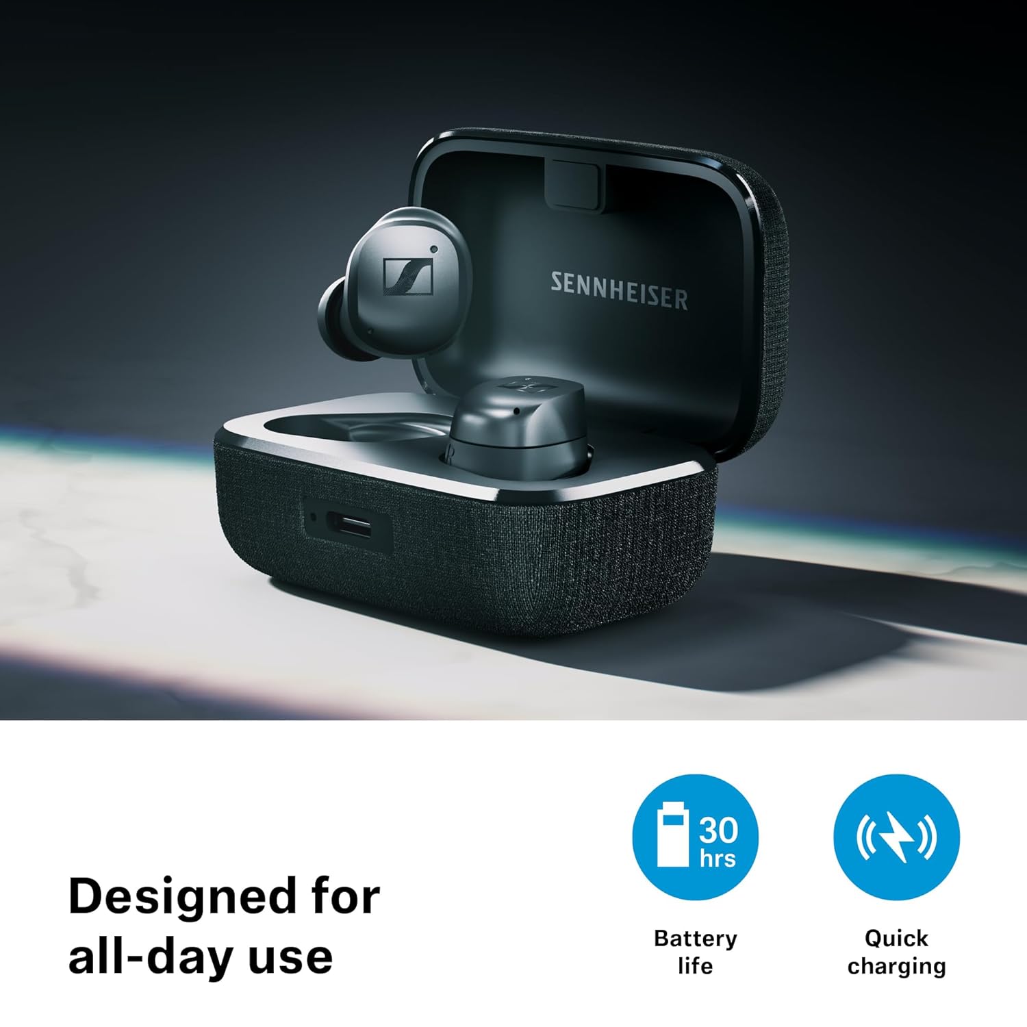 Sennheiser Momentum True Wireless4 with Bluetooth5.4 and Future-Ready AURACAST Technology, Qualcomm aptX Lossless CD-Quality Audio, Intelligent Adaptive ANC, Qi Fast Charge, German brand-2yr Warranty