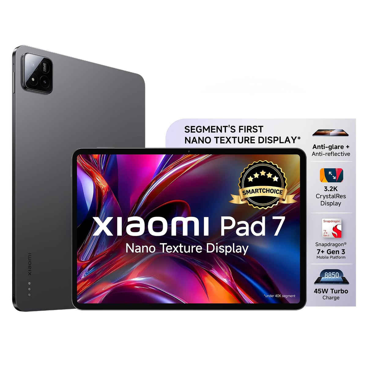 XIAOMI Pad 7 Nano Texture, 11.2 -inch (28.44 CM), LCD, 12GB RAM, 256GB ROM, Wi-Fi, Quad Speakers, Dolby Atmos, Graphite Grey, AI Enable - Unboxed