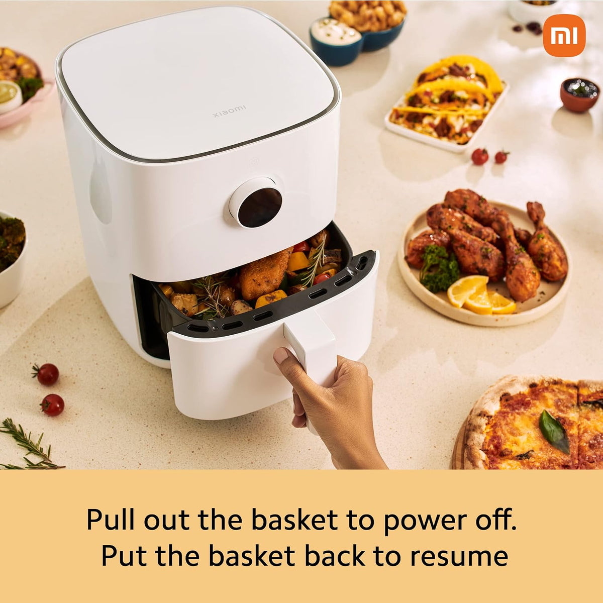Xiaomi Smart Air Fryer for 4-5 People|90% Less Fat l 1500W Fast Cooking|7 Pre-set Menus|Grill, Bake, Fry, Reheat, Defrost|40-200 C l Dual Speed Technology|Voice Control|90+ Recipe 3.5 liter - Sealed
