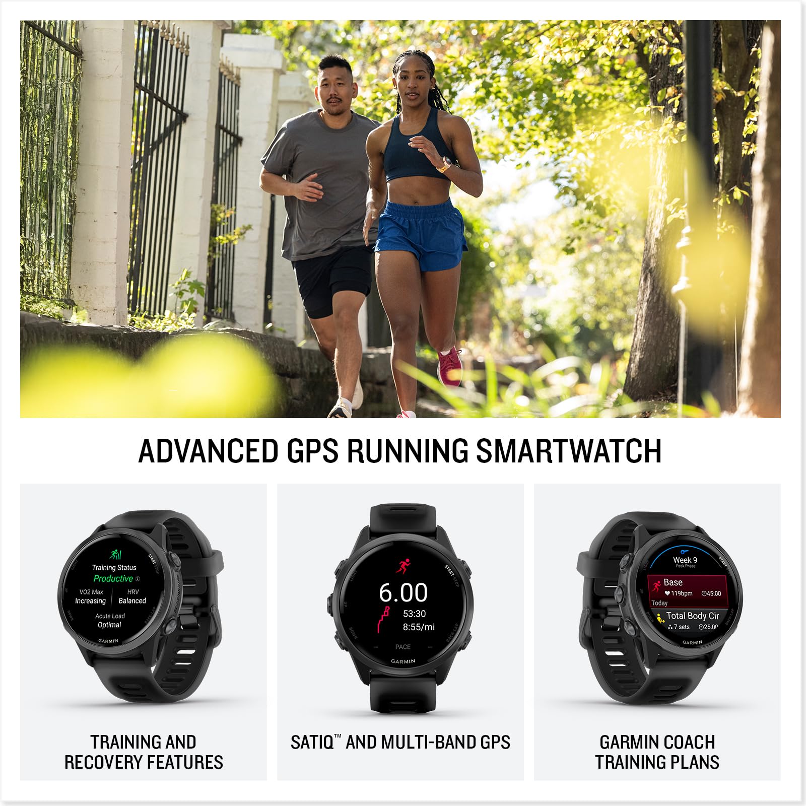 Garmin® Forerunner® 570, 42mm, Advanced GPS Running and Triathlon Smartwatch, AMOLED Display, Training and Recovery Features, Slate Gray Aluminum with Translucent Black/Black Band - Unboxed