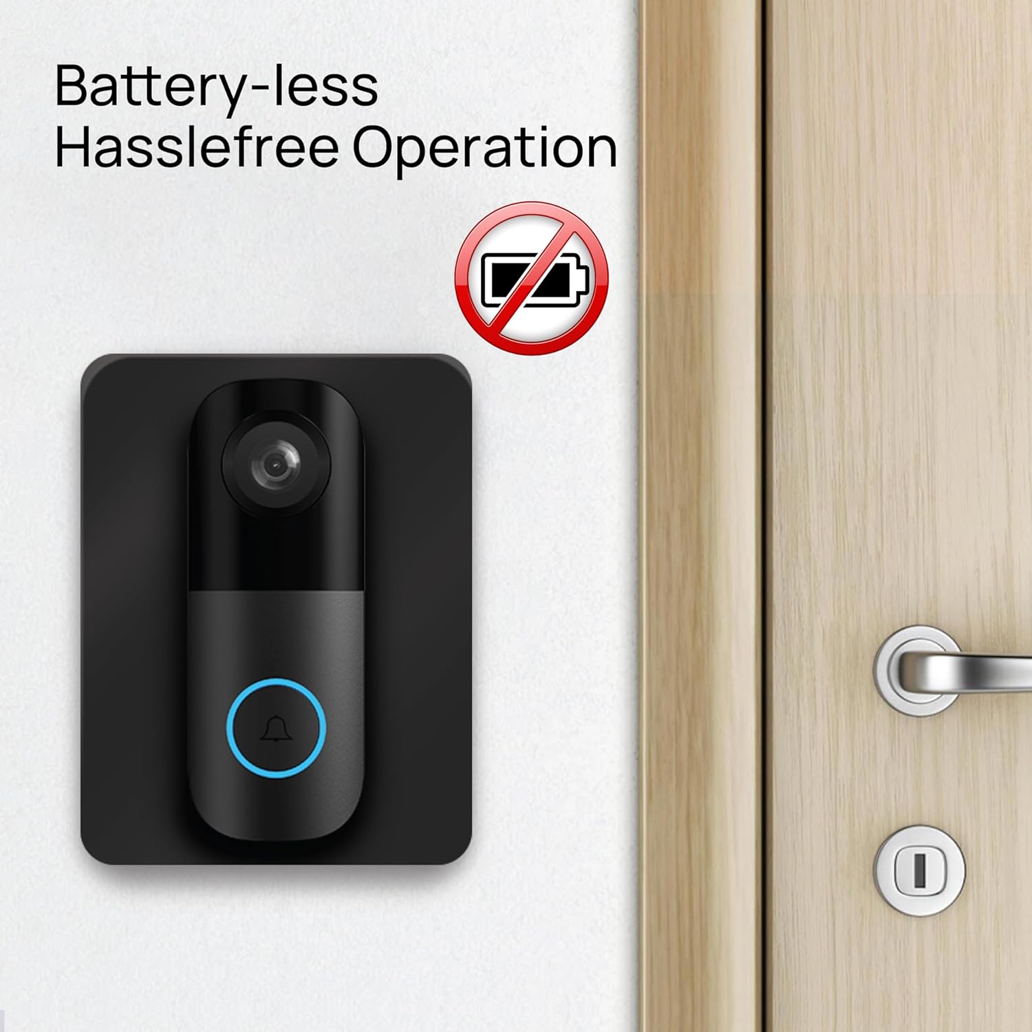 wipro Smart Wi-Fi Video Doorbell Pro | 3 MP 1296p Full HD Camera with Night Vision | Instant Visitor Video Call on Mobile | Intruder Alarm | AI Motion Detection | Indoor Chime with 52 Tunes