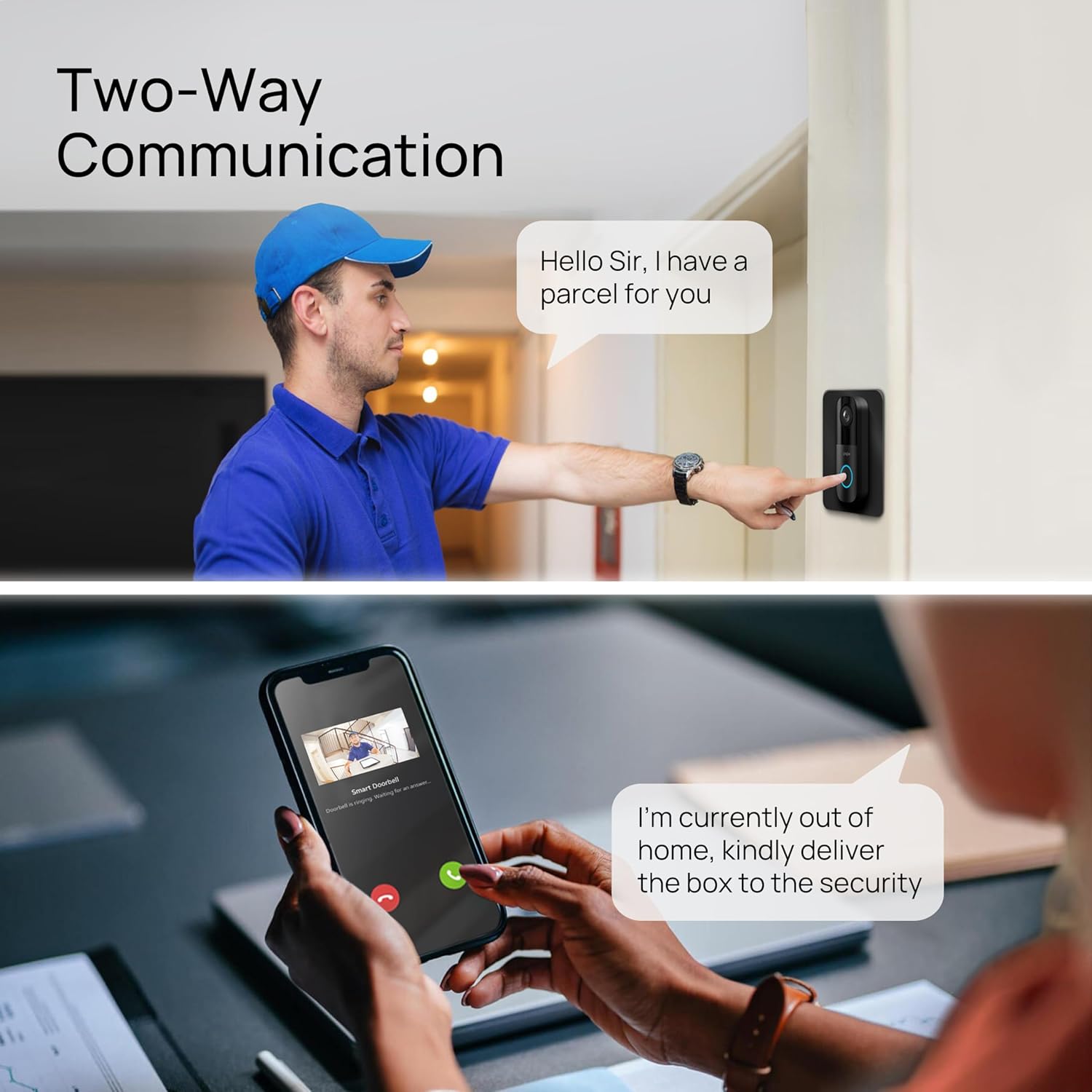 wipro Smart Wi-Fi Video Doorbell Pro | 3 MP 1296p Full HD Camera with Night Vision | Instant Visitor Video Call on Mobile | Intruder Alarm | AI Motion Detection | Indoor Chime with 52 Tunes