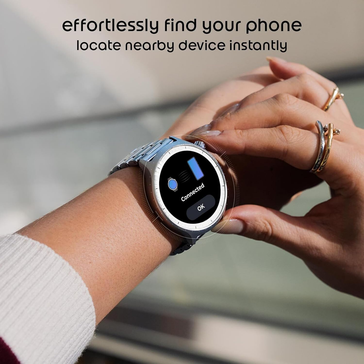 Motorola Moto Watch, 1.4 OLED, AOD, Auto-Brightness, Dual Band GPS, Powered by Polar Smartwatch (Pantone Volcanic Ash Band Strap, Free Size)