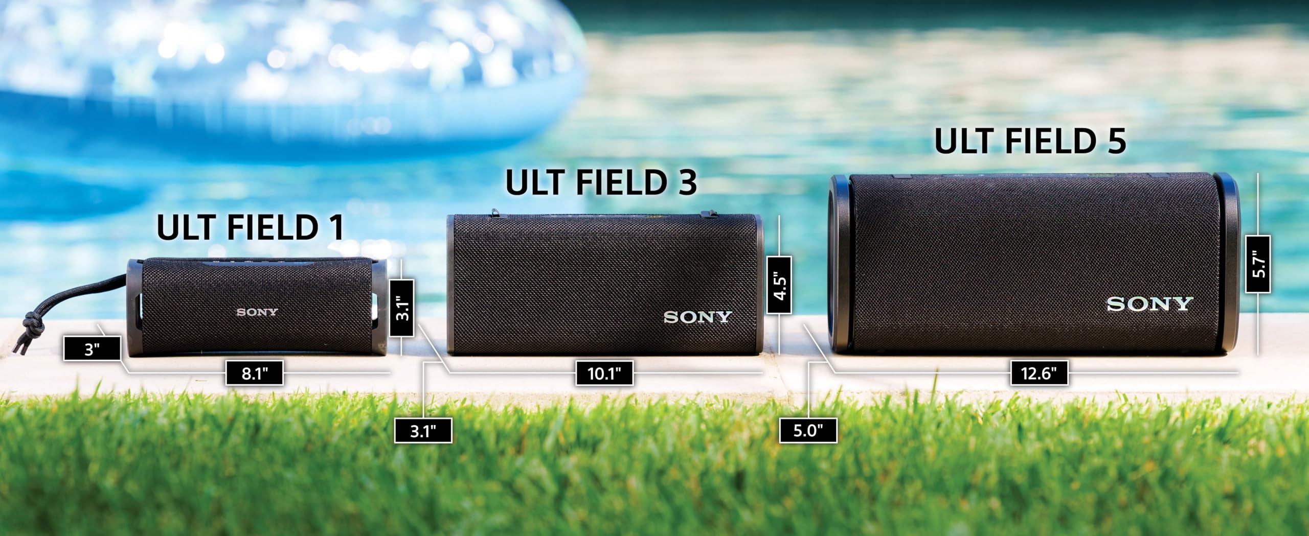 Sony New ULT Field 5 Wireless Bluetooth Speaker, 25hrs Playtime, Massive Bass, Shoulder Strap, Built in Power Bank, IP67 Water & Dustproof, Quick Charge, 360 Party Light, Party Connect - Unboxed
