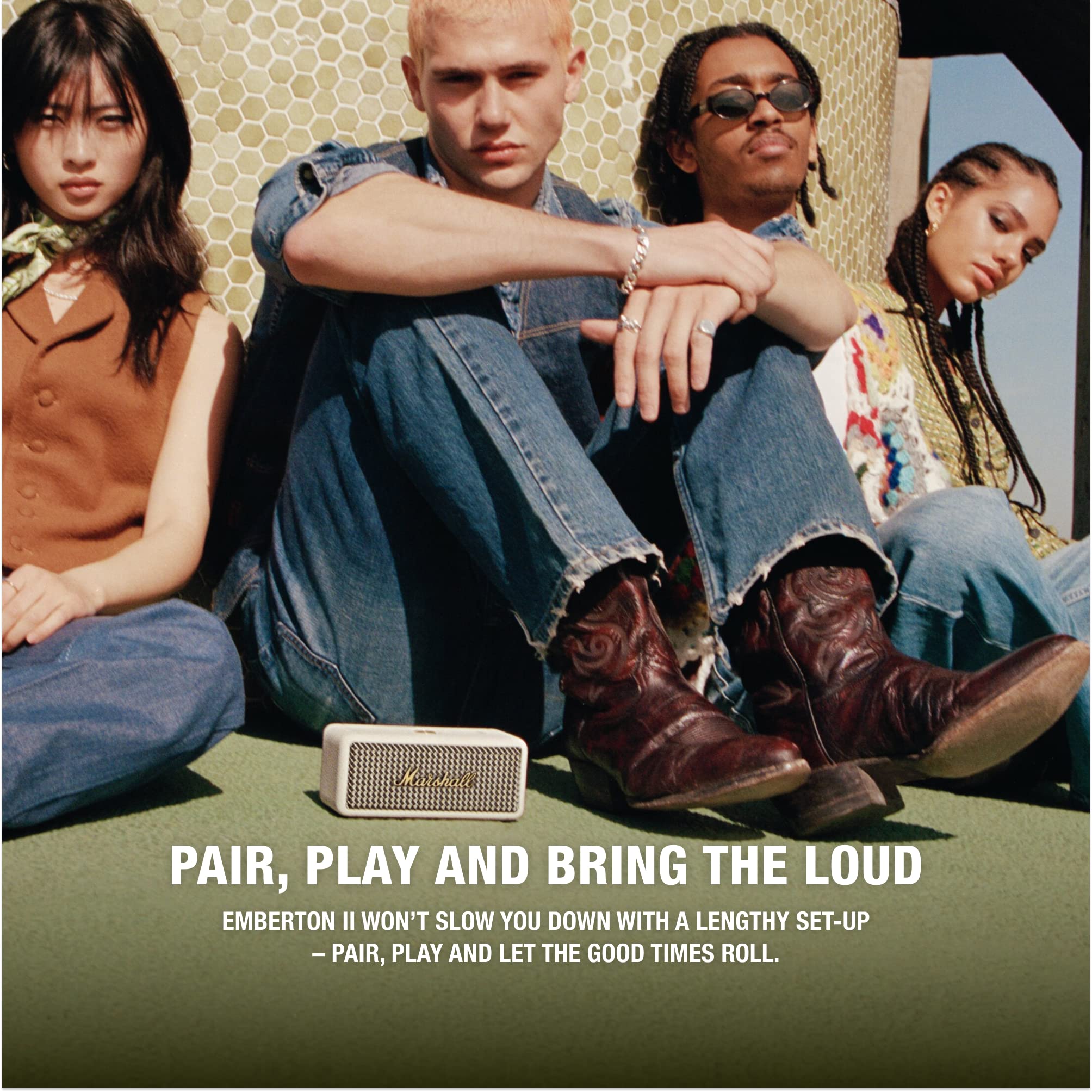 Marshall Emberton II Compact Portable Bluetooth Speaker with 30+ Hours of Playtime, (360° Sound), Dust & Waterproof (IP67) - Unboxed