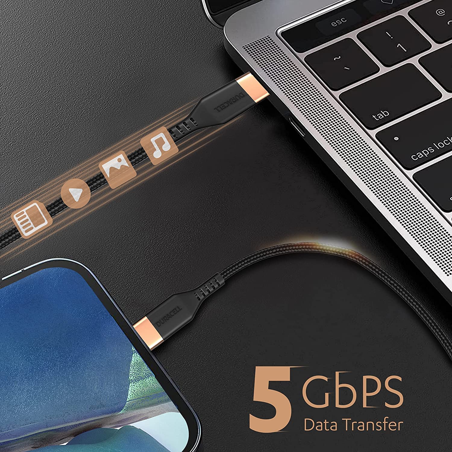 Duracell Power Bank 10000 mAh, Portable Charger, USB C/Micro USB Input, USB A/USB C Output, Fast Charge Technology, 22.5W Power Delivery for Smartphones, Tablets, Headphones and USB-Powered Devices - Unboxed