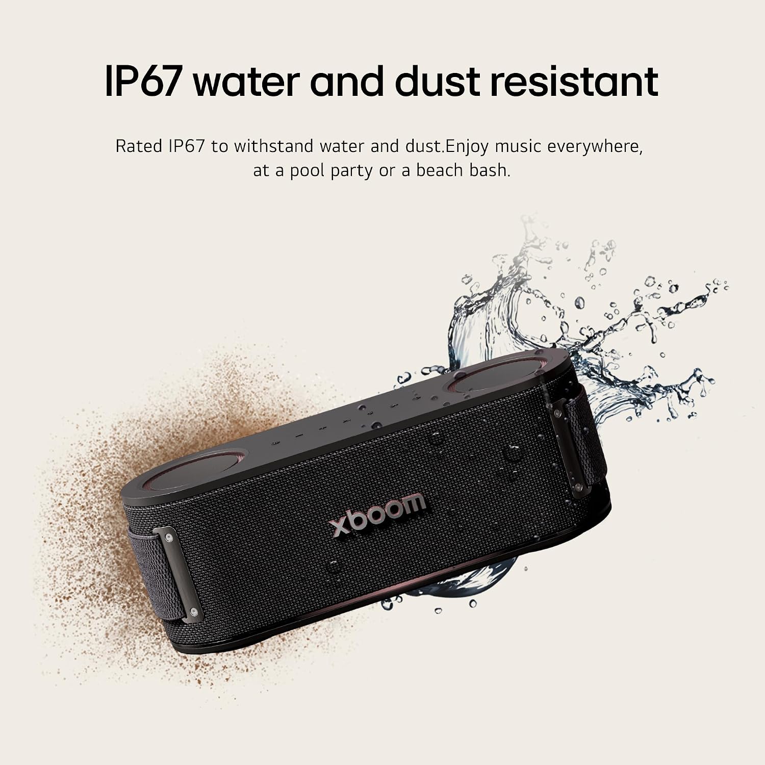 LG XBOOM Bounce Wireless Portable Bluetooth Speaker, Upward Dual Passive Radiators, AI Sound, AI Lighting, 30Hrs Playtime, Bass Boost, IP67 Water & Dustproof, Built in Power Bank, Carrying Strap