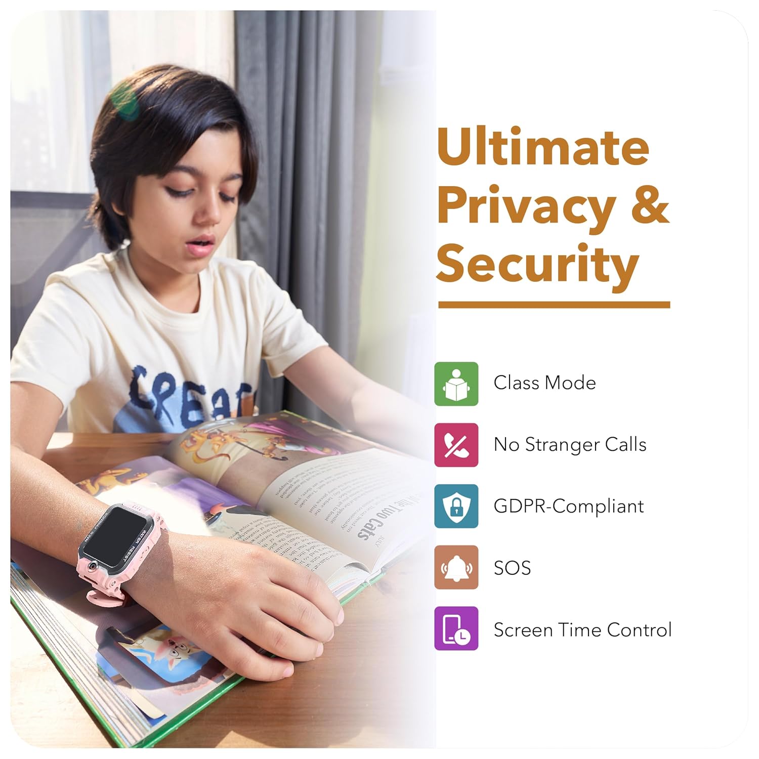 imoo Watch Phone Z7, 4G Smart Watch for Kids with Real-Time HD Video & Phone Call, Smart Watch for Girls with GPS Location and 14-Day History, Smartwatch for Boys with IPX8 Waterproof (Pink)