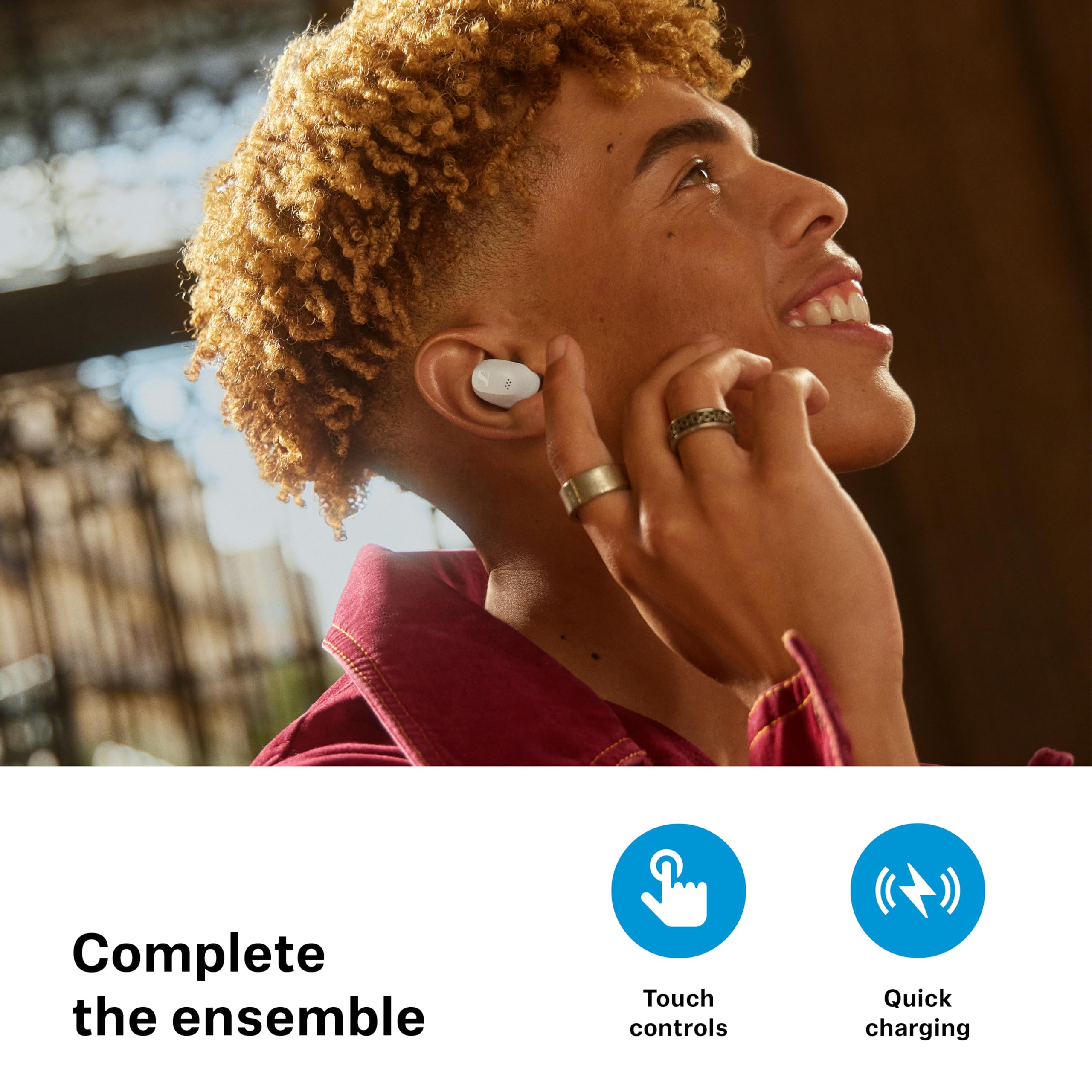 Sennheiser ACCENTUM True Wireless Earbuds, BT v5.3 Auracast & LE Audio, TrueResponse Drivers, Hybrid ANC + Transparency Mode, 28 Hr Battery, Qi & USB‑C Charging, Touch Control, 2Y Warranty, Black