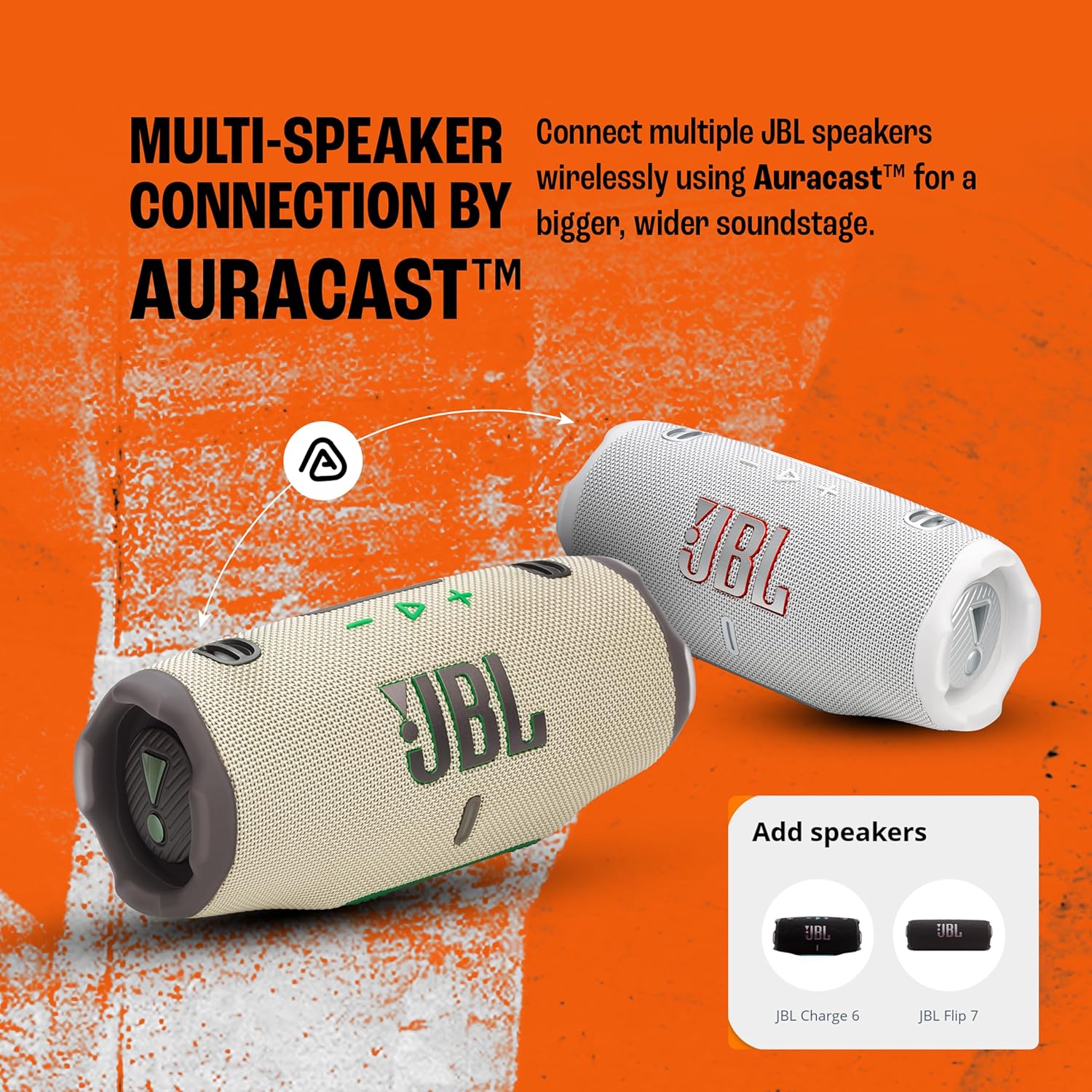 JBL Charge 6, Powerful Pro Sound with AI Sound Boost Wireless Portable Bluetooth Speaker,28 Hrs Playtime, Auracast Multi-Speaker Connection, Built in Power Bank, IP68 Waterproof & dustproof, Sand