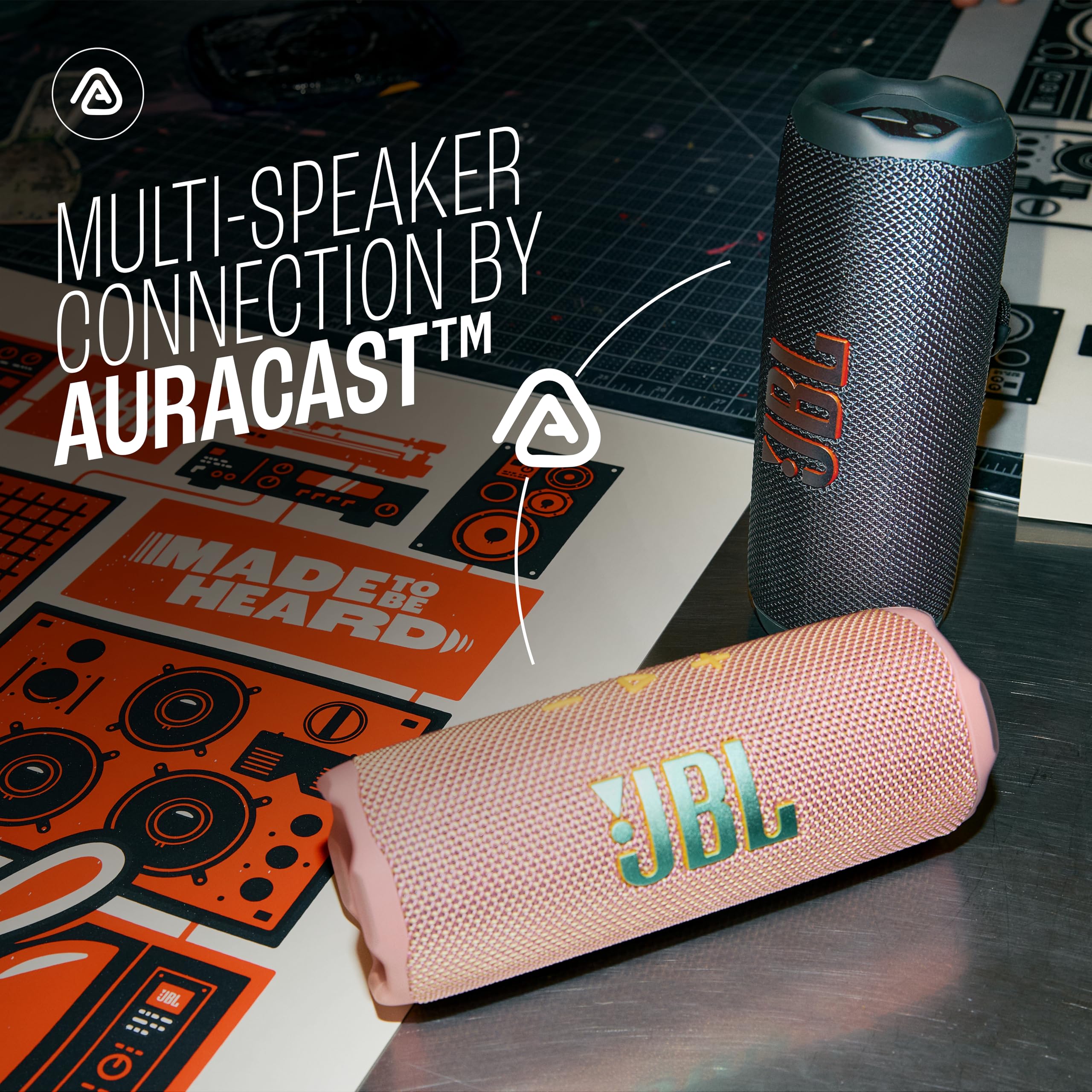 JBL Flip 7 Wireless Portable Bluetooth Speaker, Bold Pro Sound with AI Sound Boost, 16Hrs of Playtime, IP68 Water & Dustproof, Multi-Speaker Connection by Auracast, Personalization App - Unboxed
