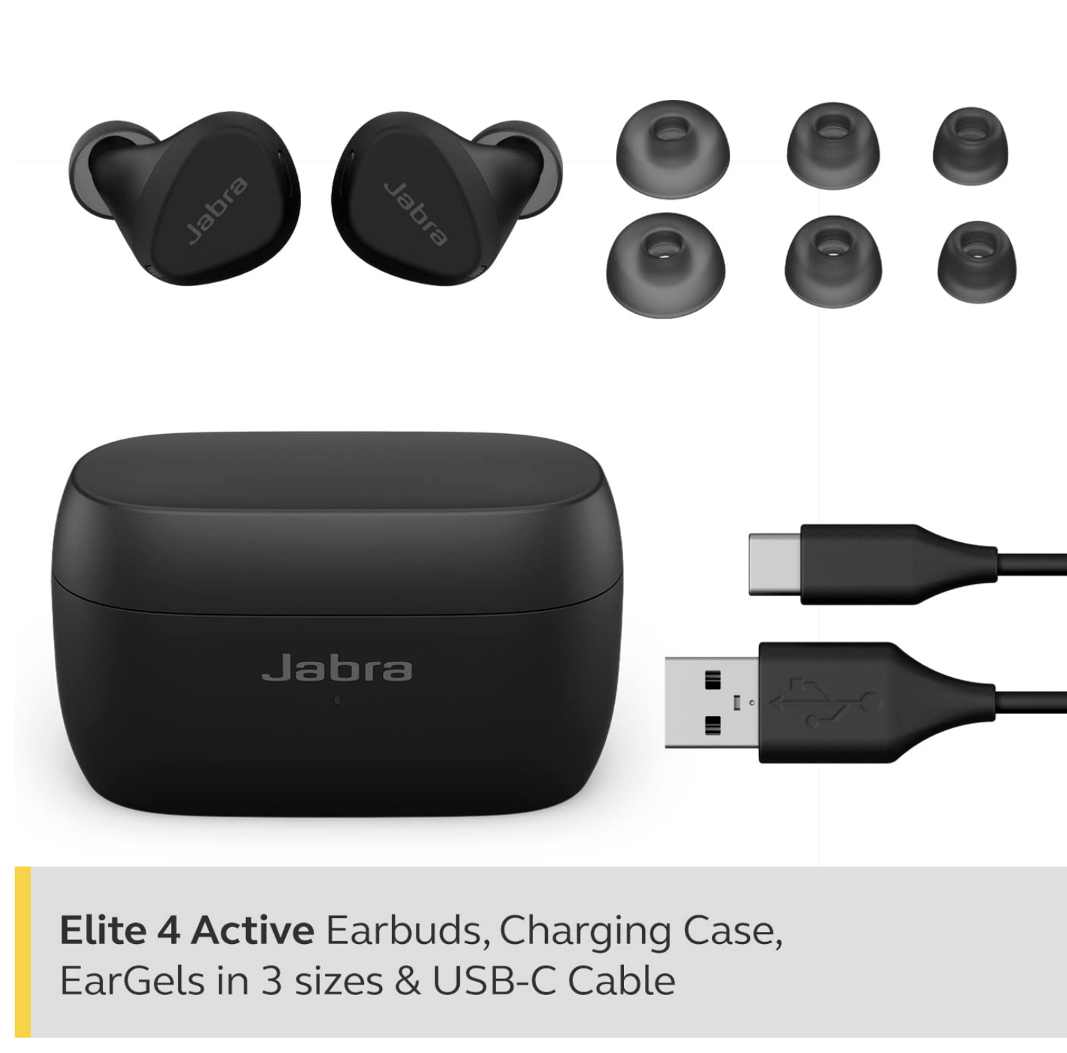 Jabra Elite 4 Active TWS Earbuds - Active Noise Cancellation, IP57 Water & Sweatproof, 28H Battery