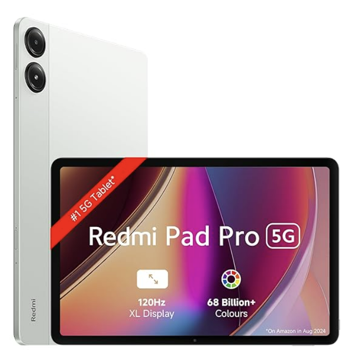Redmi Pad Pro 5G |Snapdragon 7s Gen 2|30.7cm(12.1") Tablet|33+ Days Standby| 10000mAh|HyperOS|8GB, 256GB|Quad Speakers |Wi-Fi 6 + 5G