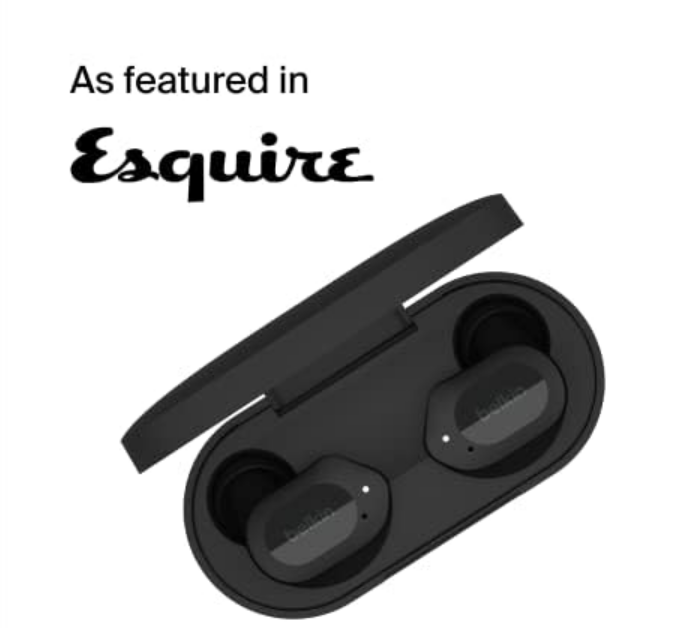 (Open Box) Belkin SOUNDFORM™ Play True Wireless in-Ear Earbuds, IPX5 Sweat & Water Resistant, Up to 38 hrs. Playtime, Bluetooth 5.2, Wireless Charging, Dual mic on Each Side, Compatible with iOS & Android, Black (Grade - A+)