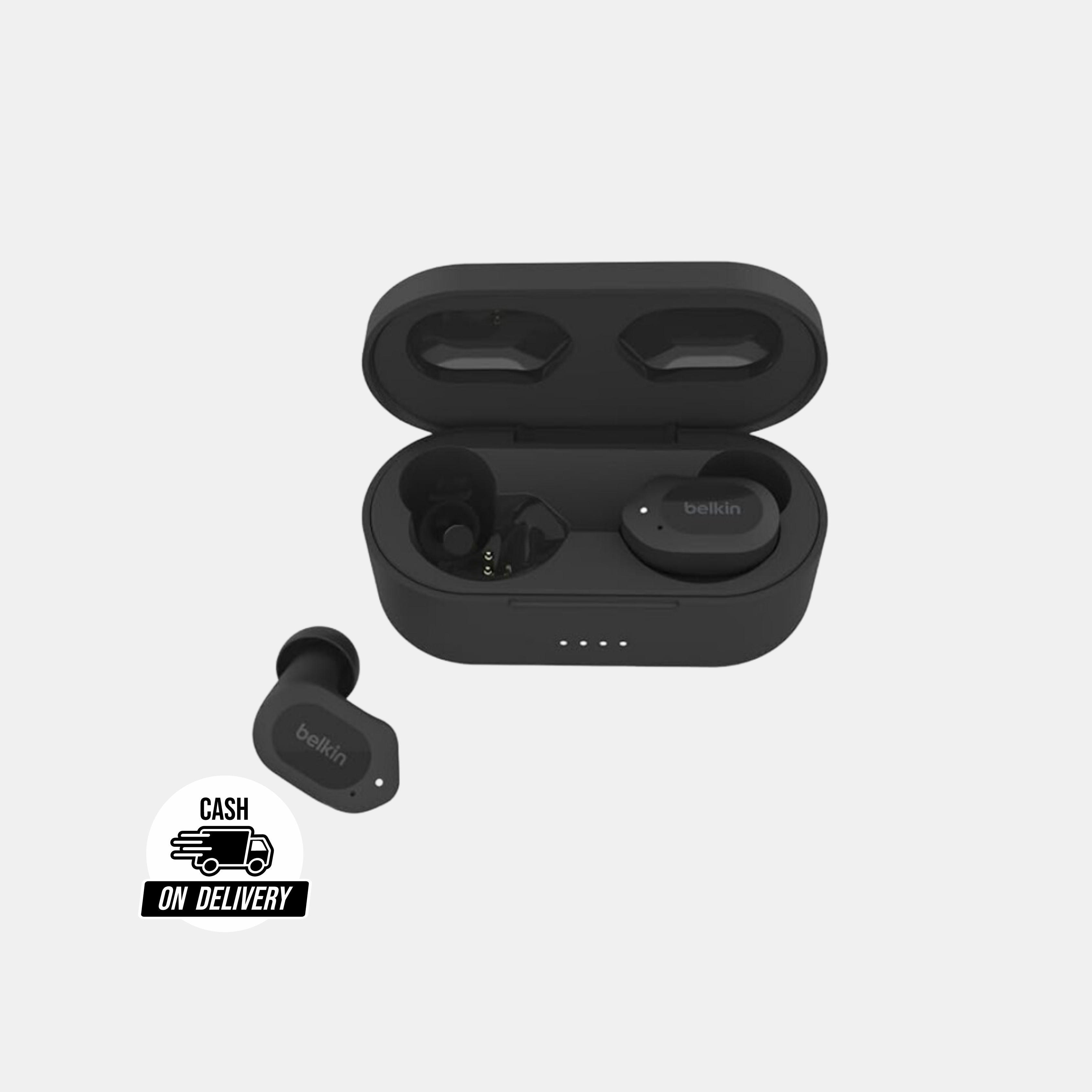 (Open Box) Belkin SOUNDFORM™ Play True Wireless in-Ear Earbuds, IPX5 Sweat & Water Resistant, Up to 38 hrs. Playtime, Bluetooth 5.2, Wireless Charging, Dual mic on Each Side, Compatible with iOS & Android, Black (Grade - A+)