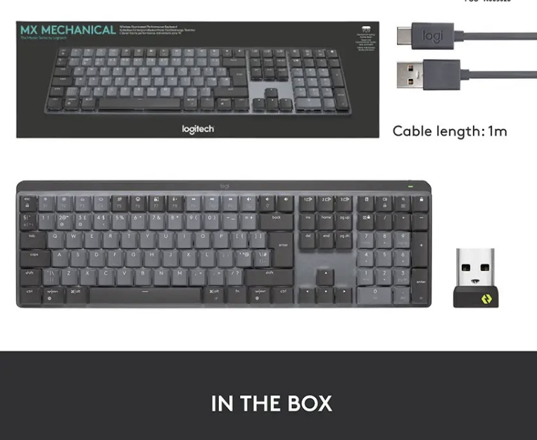 Logitech MX Keys Mechanical Wireless Standard Multi-device Keyboard - Unboxed